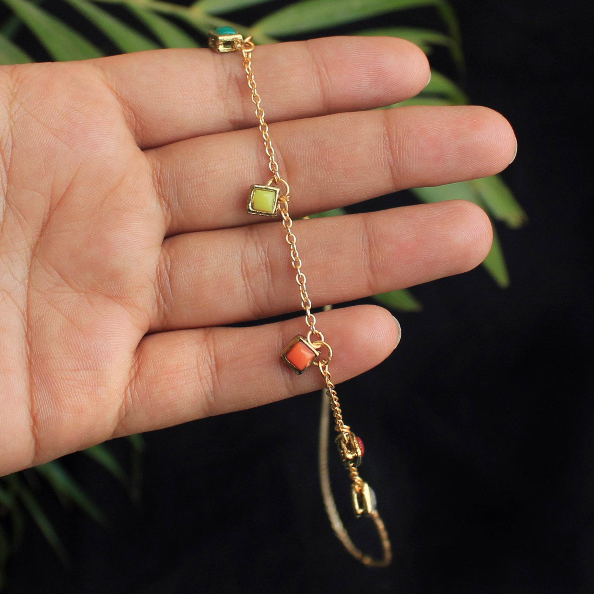 Multi Colored Enameled Kundan Necklace - BeAbhika.com