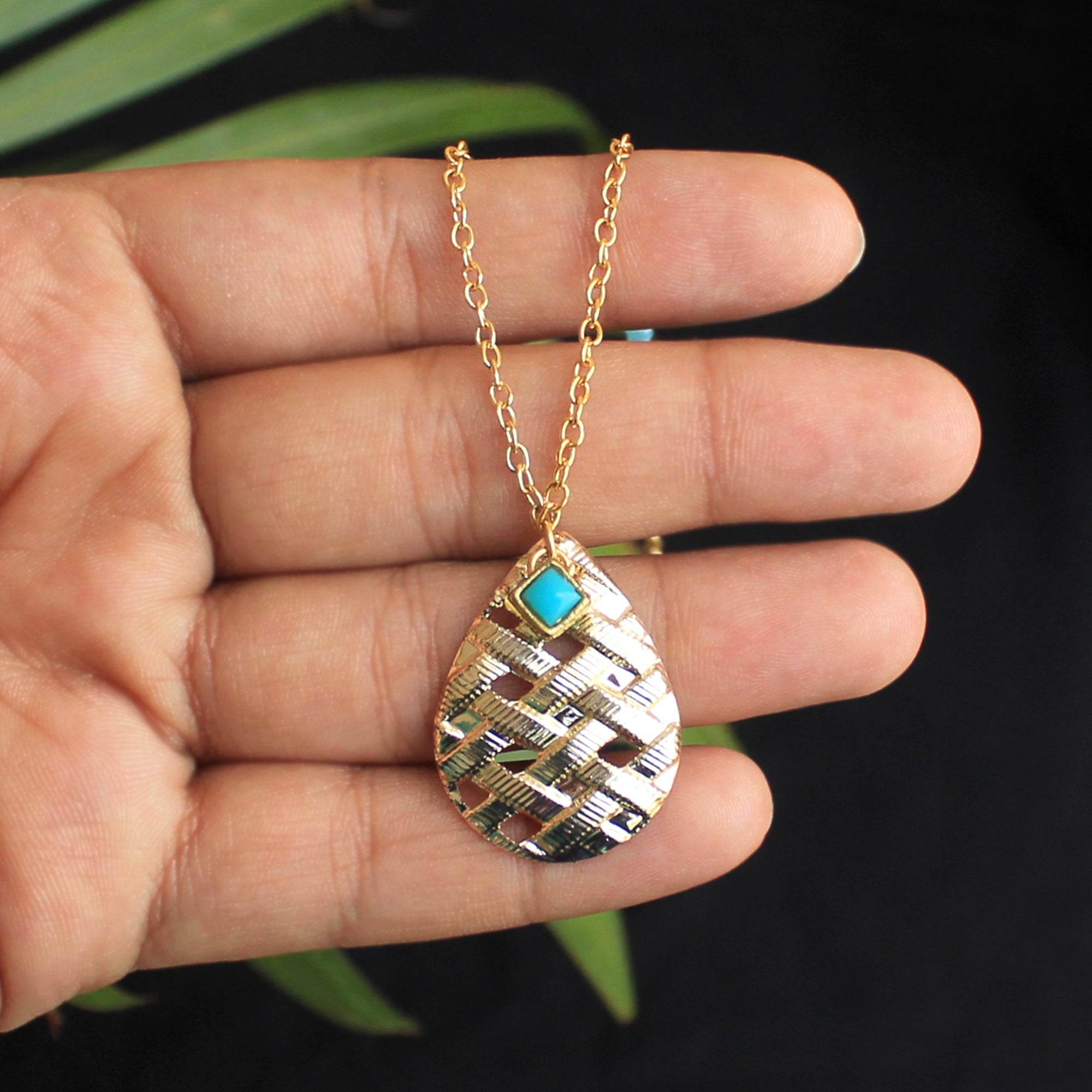 Leaf And Kundan Necklace - BeAbhika.com