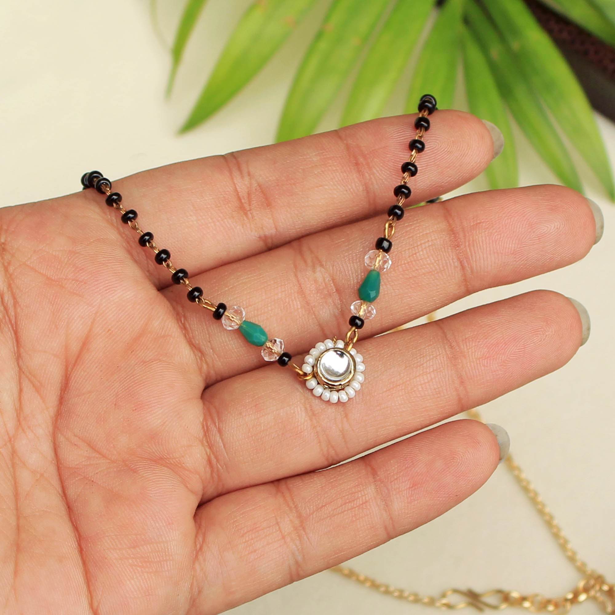 Gold tone black beads mangalsutra necklace for women traditional design perfect for daily wear designer bridal mangalsutra