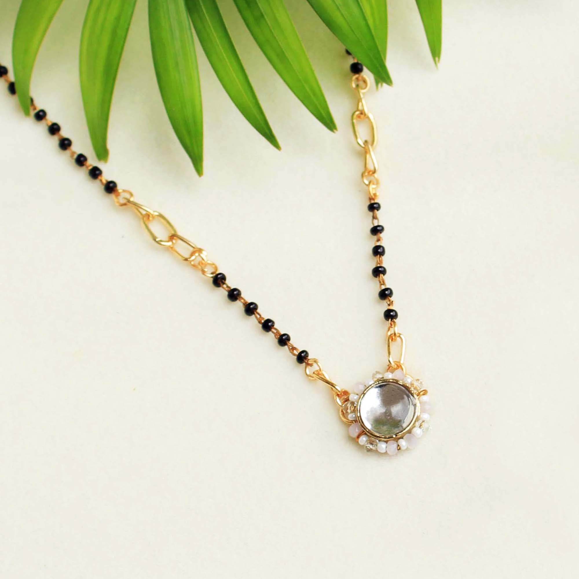 Gold tone black beads mangalsutra necklace for women traditional design perfect for daily wear designer bridal mangalsutra
