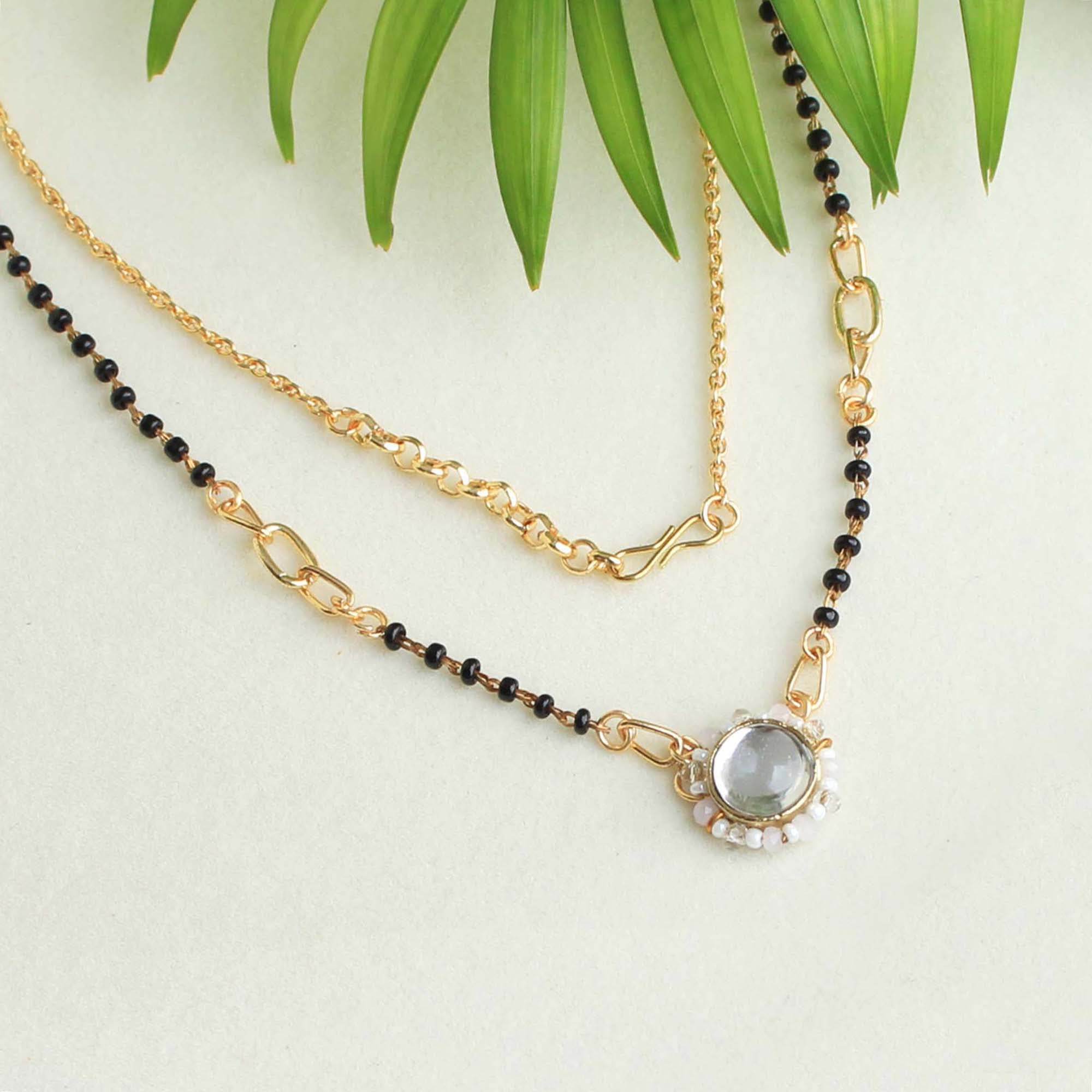 Gold tone black beads mangalsutra necklace for women traditional design perfect for daily wear designer bridal mangalsutra