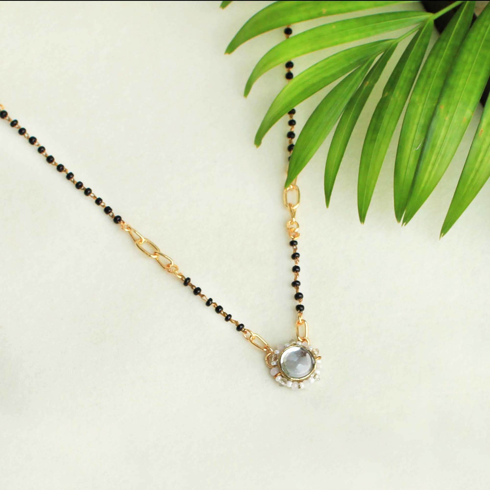 Gold tone black beads mangalsutra necklace for women traditional design perfect for daily wear designer bridal mangalsutra