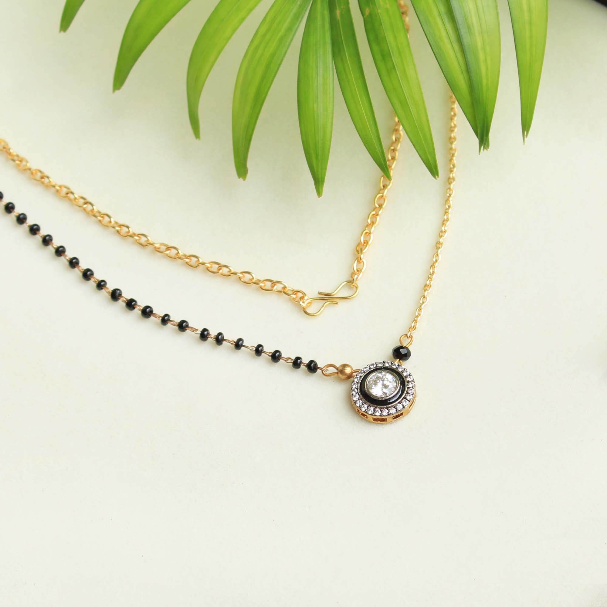 Gold tone black beads mangalsutra necklace for women traditional design perfect for daily wear designer bridal mangalsutra