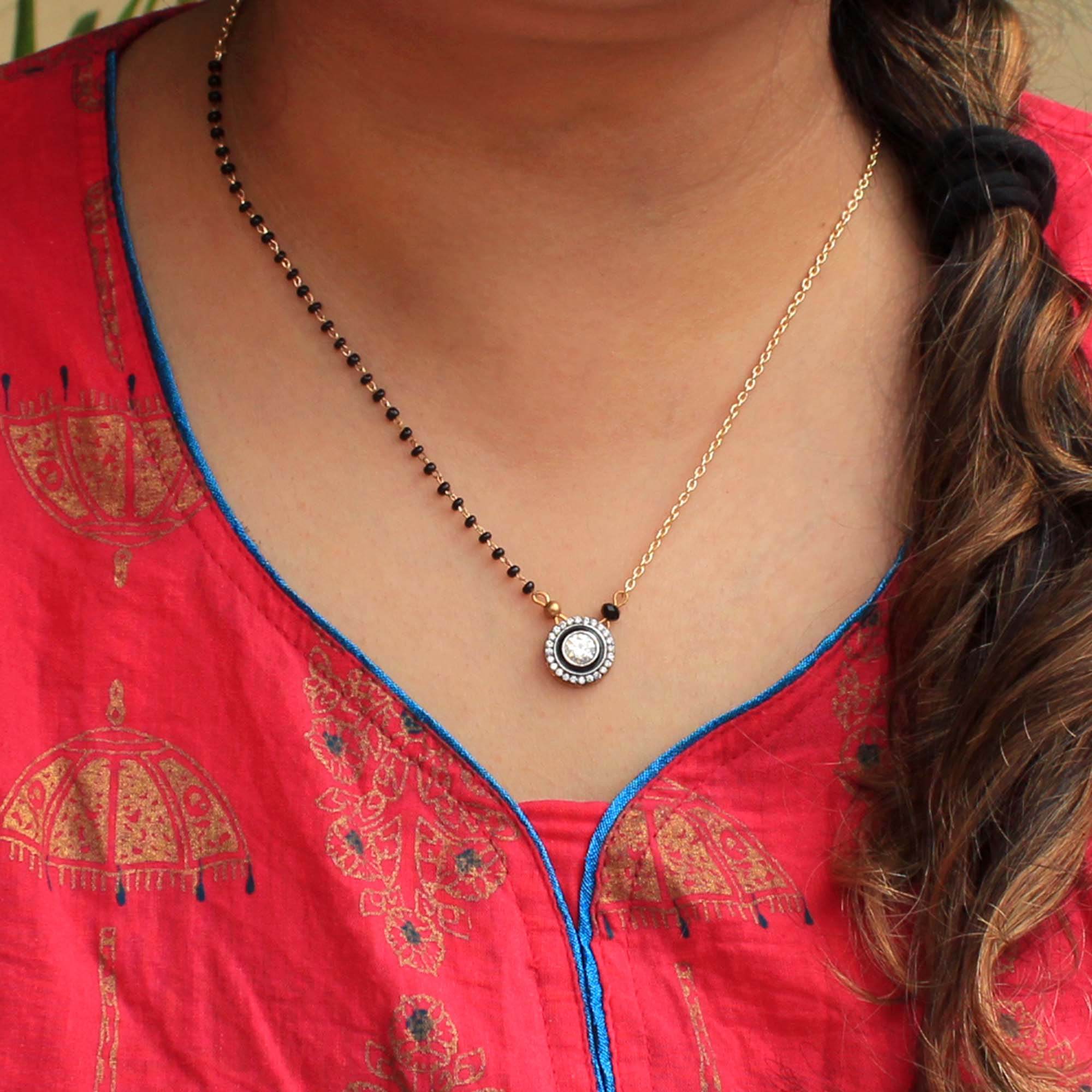 Gold tone black beads mangalsutra necklace for women traditional design perfect for daily wear designer bridal mangalsutra