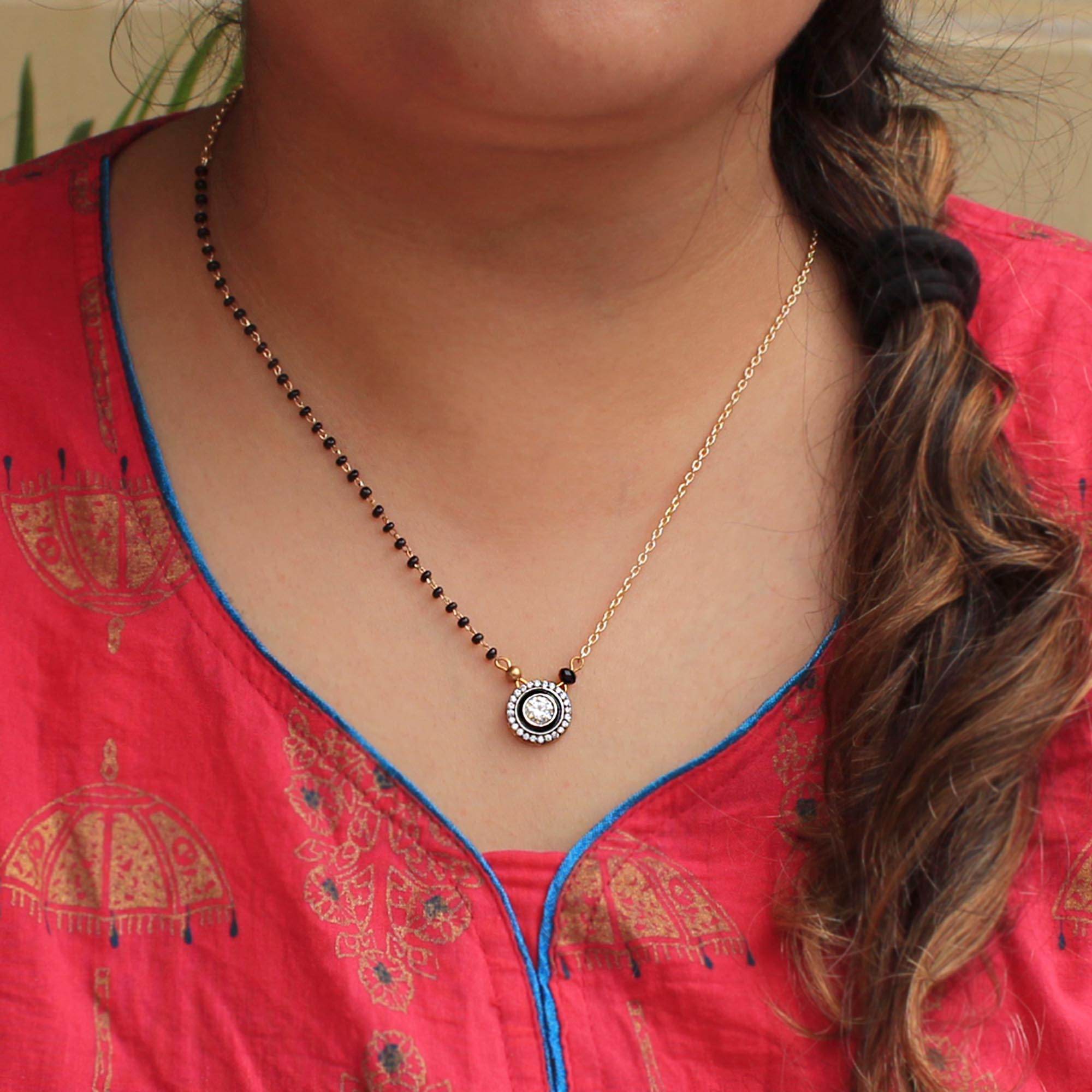 Gold tone black beads mangalsutra necklace for women traditional design perfect for daily wear designer bridal mangalsutra