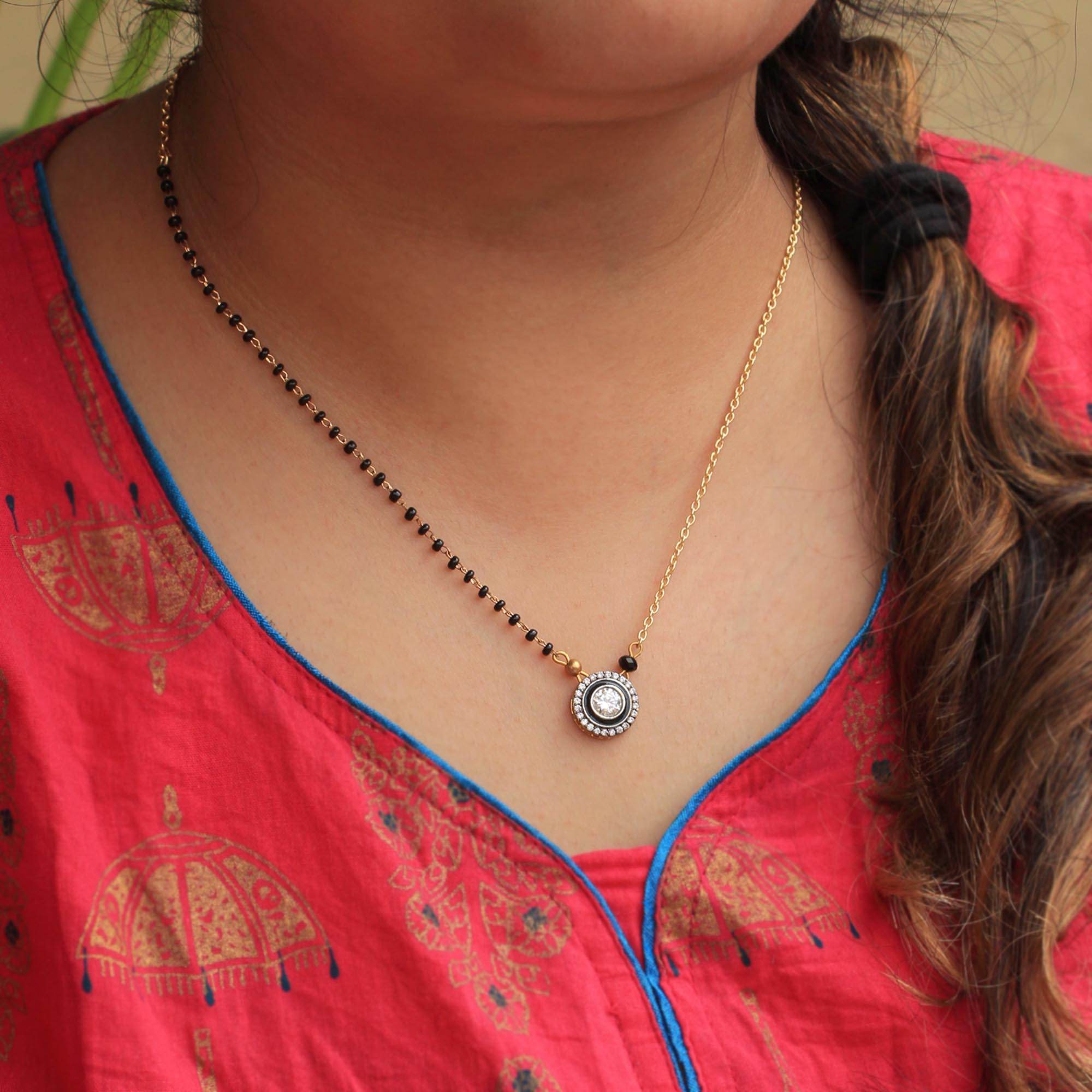 Gold tone black beads mangalsutra necklace for women traditional design perfect for daily wear designer bridal mangalsutra