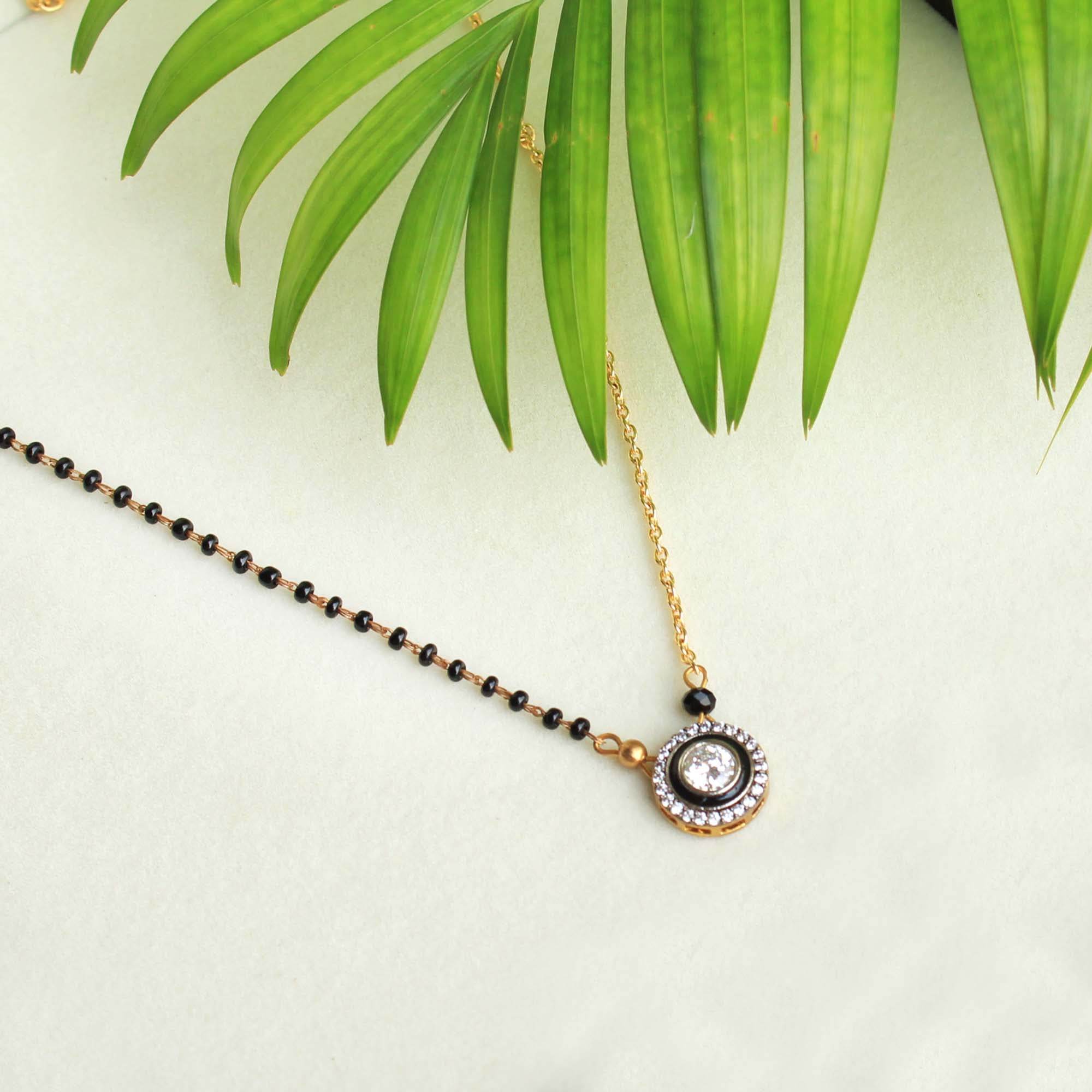 Gold tone black beads mangalsutra necklace for women traditional design perfect for daily wear designer bridal mangalsutra