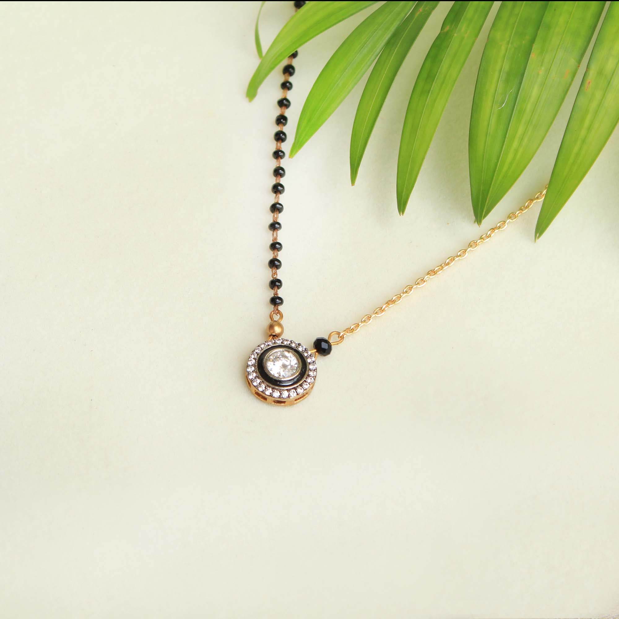 Gold tone black beads mangalsutra necklace for women traditional design perfect for daily wear designer bridal mangalsutra