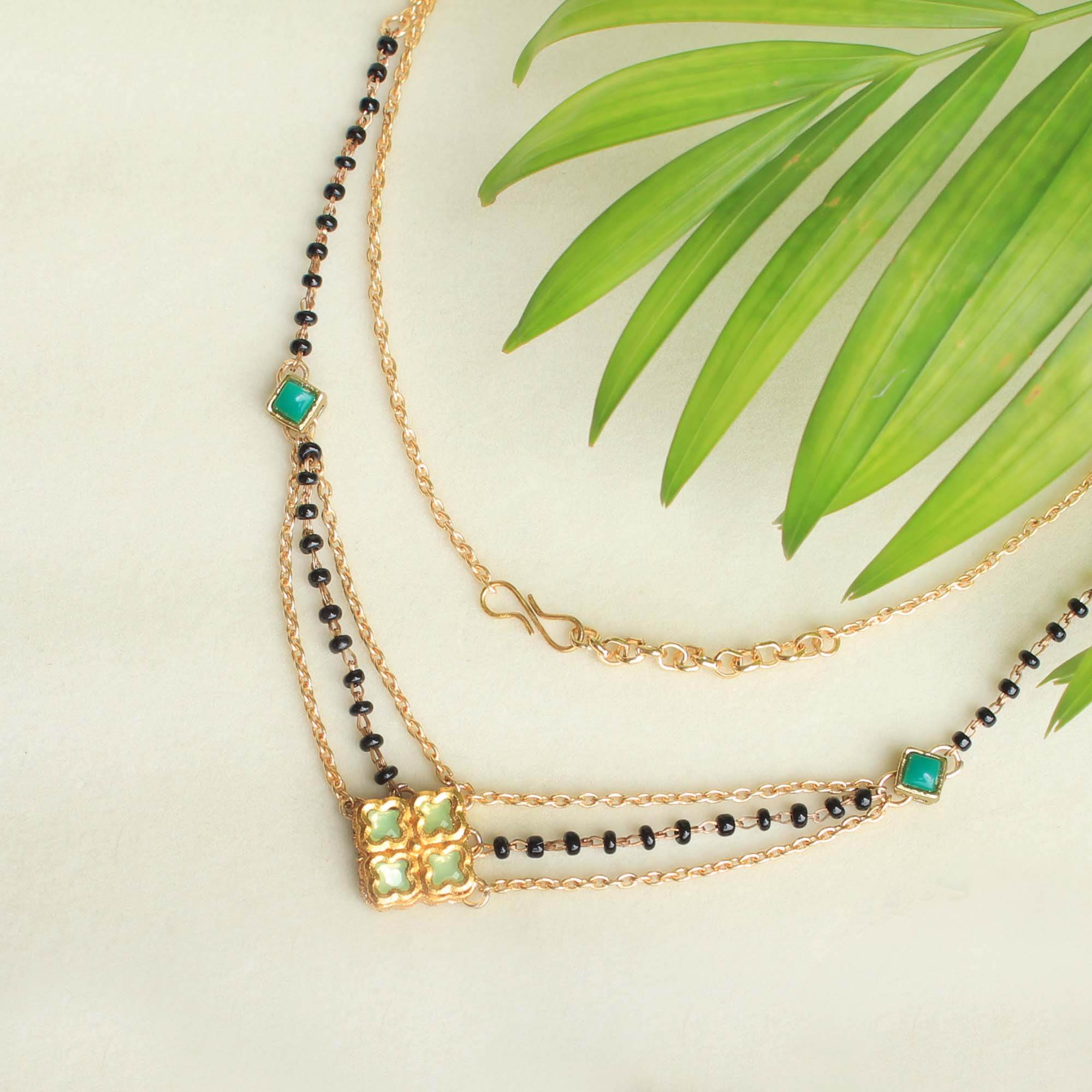 Gold tone black beads mangalsutra necklace for women traditional design perfect for daily wear designer bridal mangalsutra