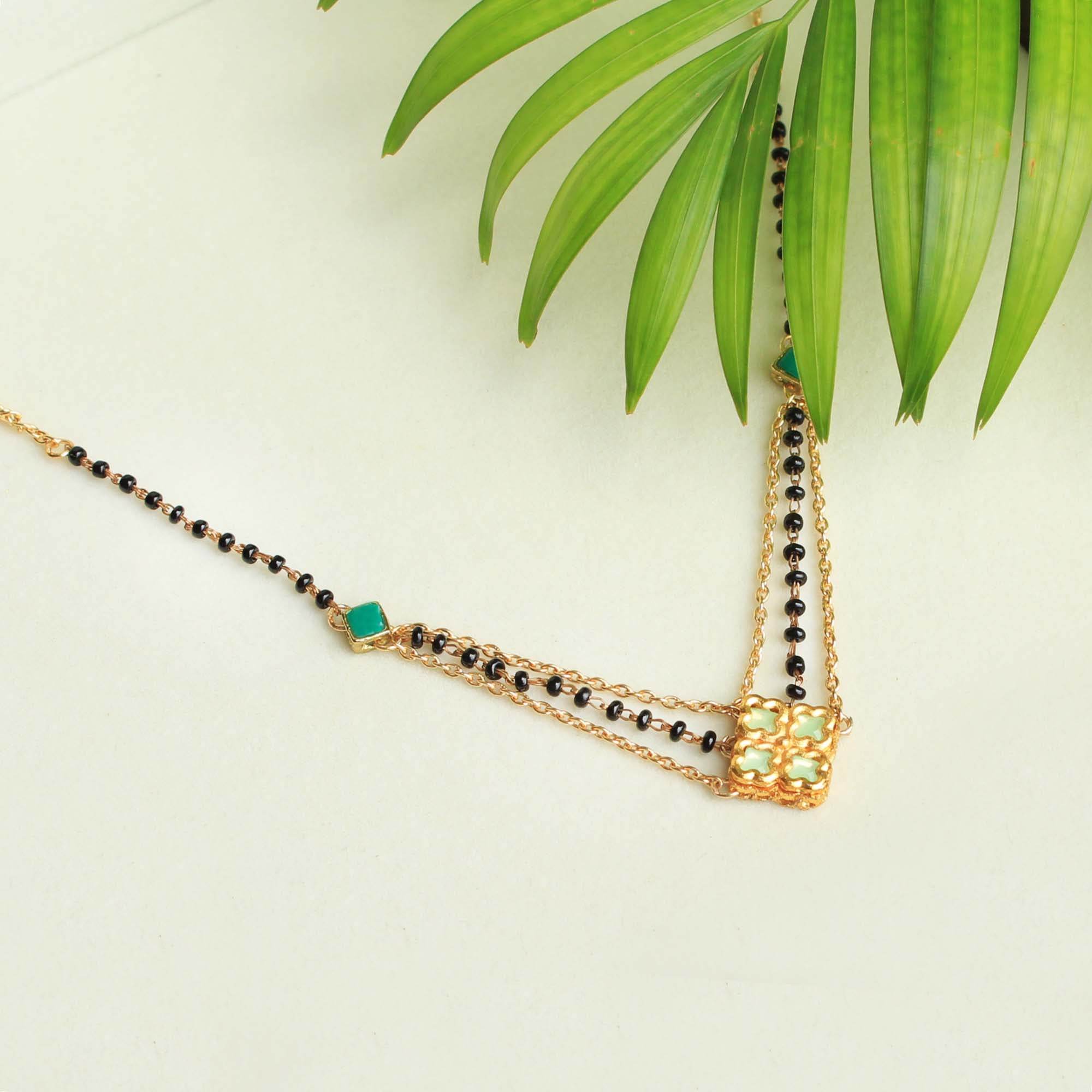 Gold tone black beads mangalsutra necklace for women traditional design perfect for daily wear designer bridal mangalsutra