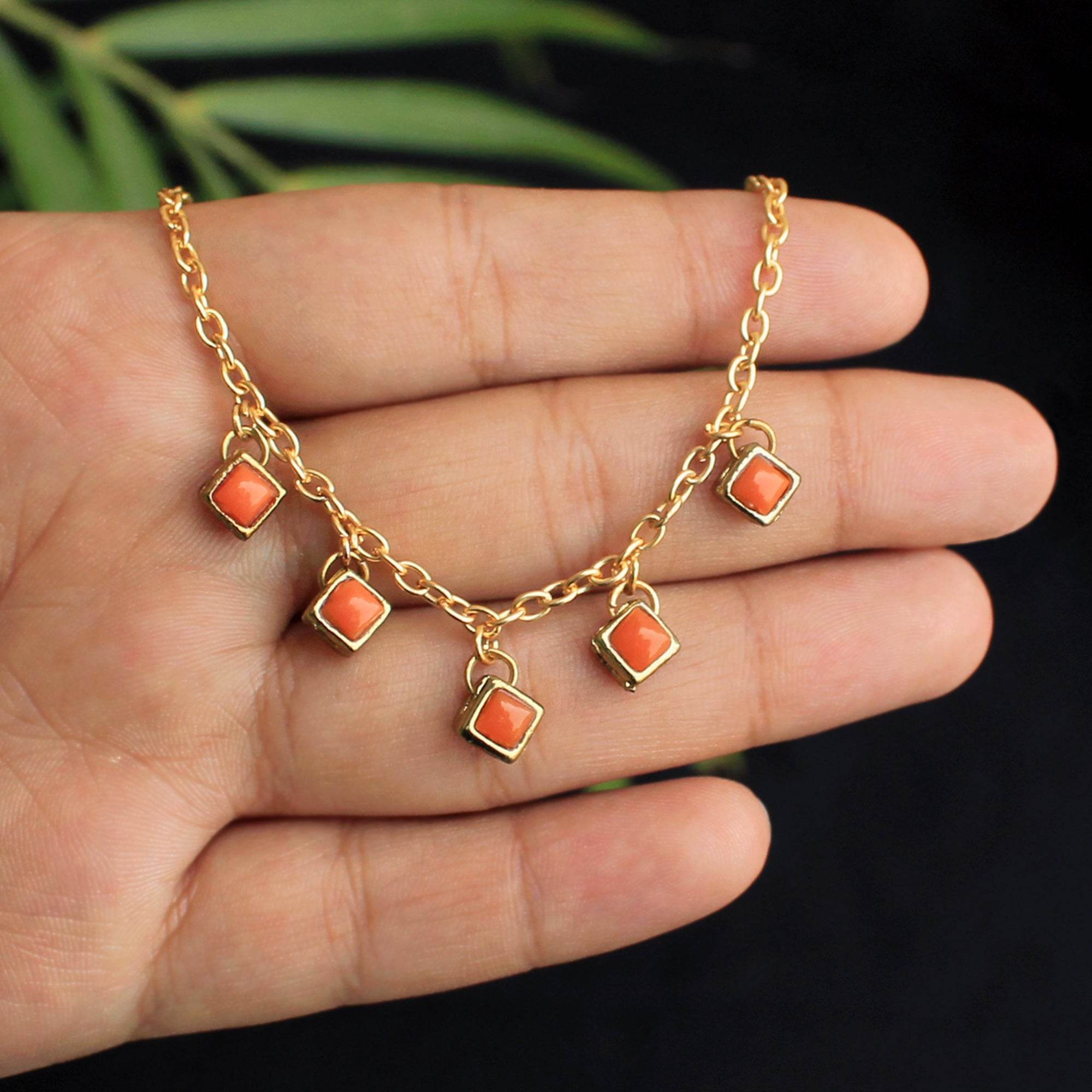 Colored Enameled Kundan Necklace - BeAbhika.com