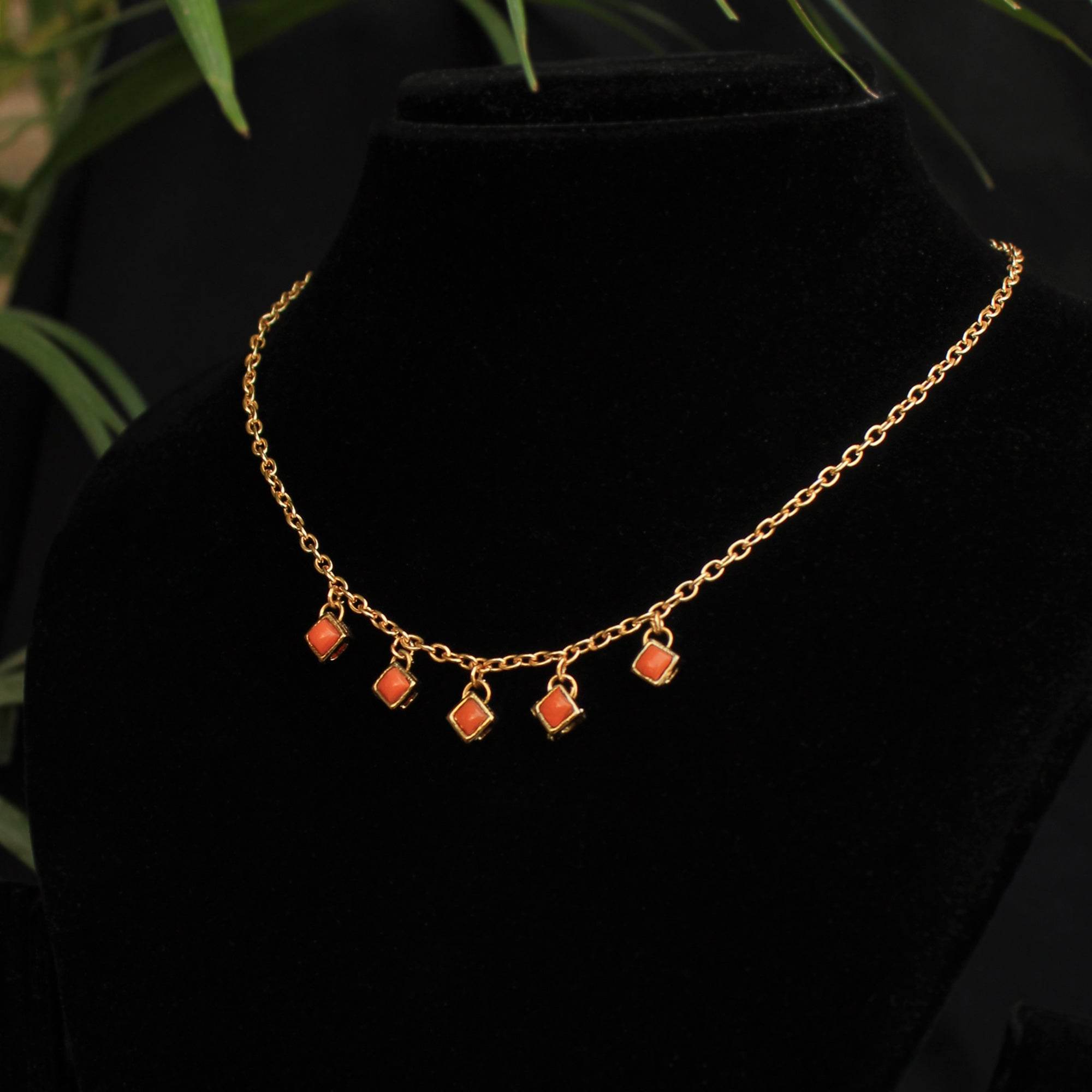 Colored Enameled Kundan Necklace - BeAbhika.com
