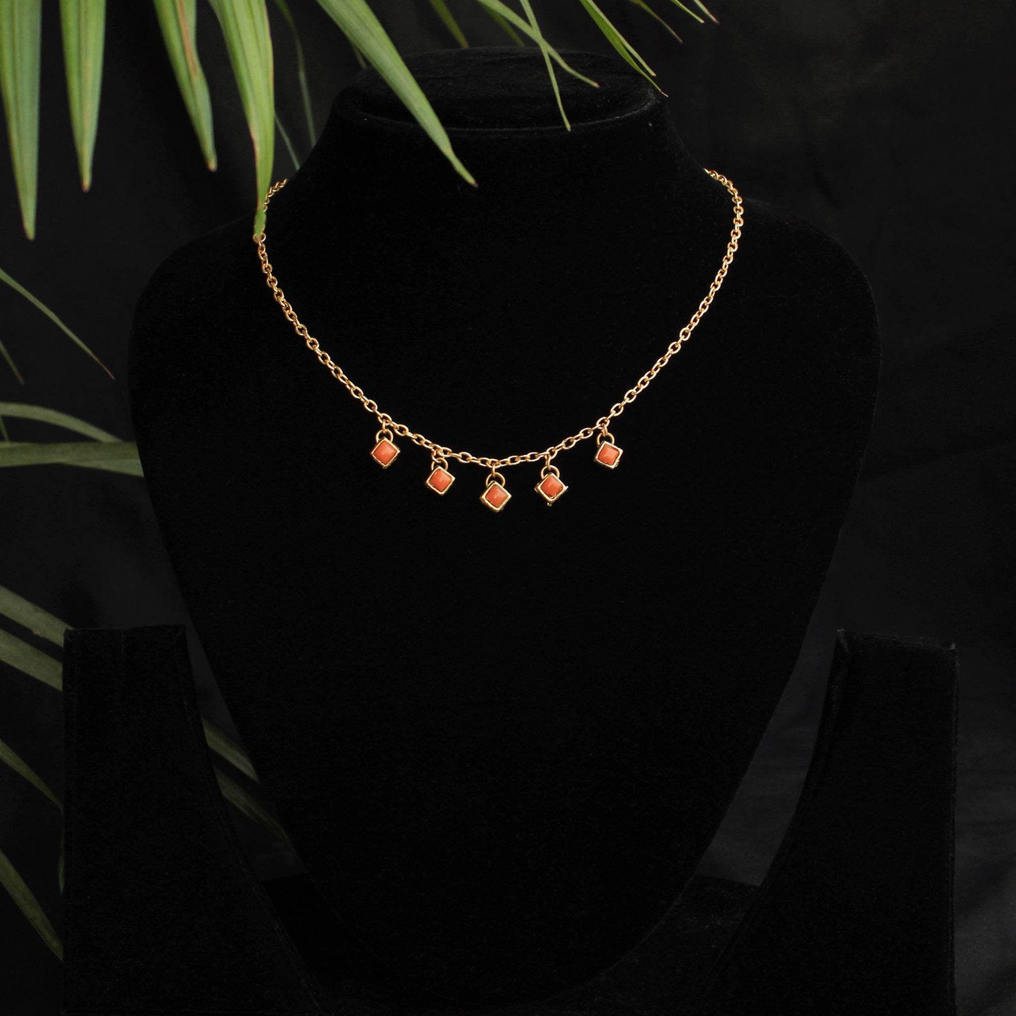 Colored Enameled Kundan Necklace - BeAbhika.com