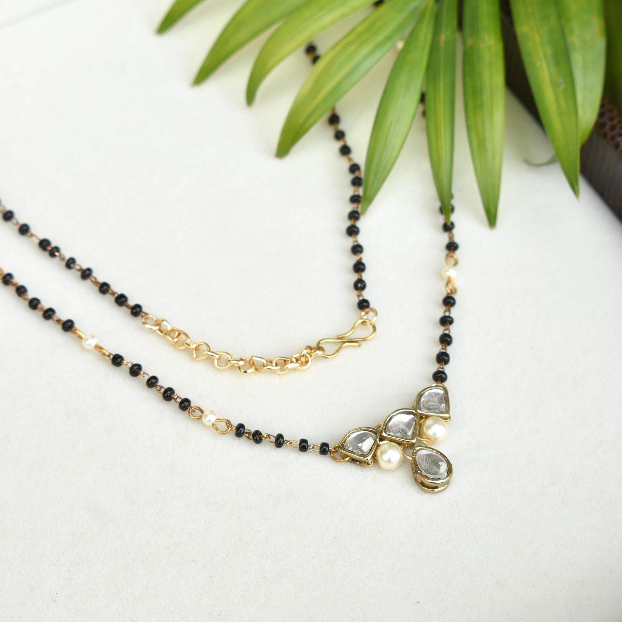 Gold tone black beads mangalsutra necklace for women traditional design perfect for daily wear designer bridal mangalsutra