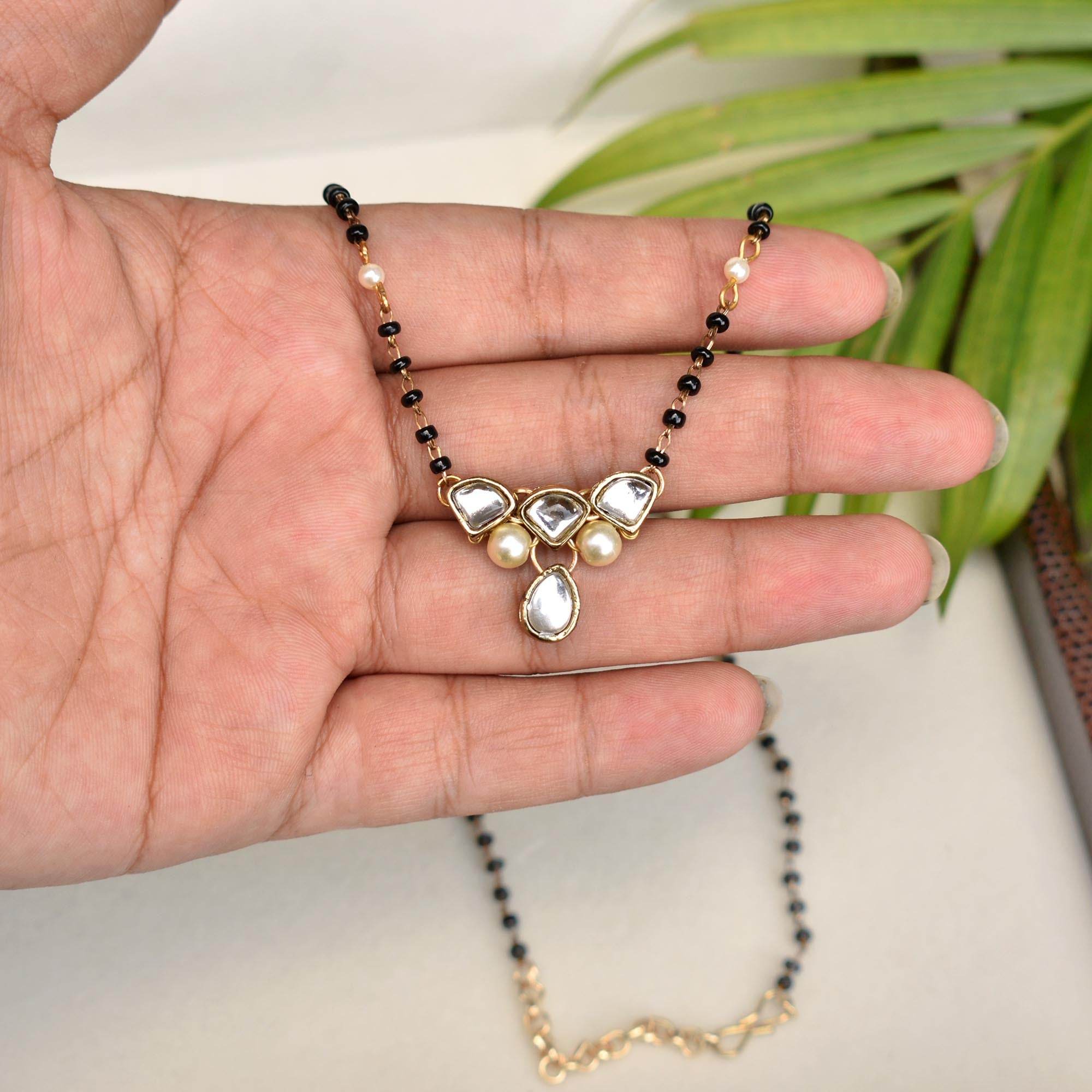 Gold tone black beads mangalsutra necklace for women traditional design perfect for daily wear designer bridal mangalsutra