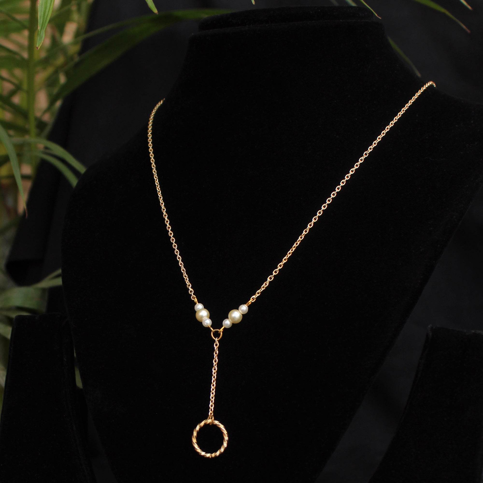 Lariat Necklace With A Ring Drop - BeAbhika.com