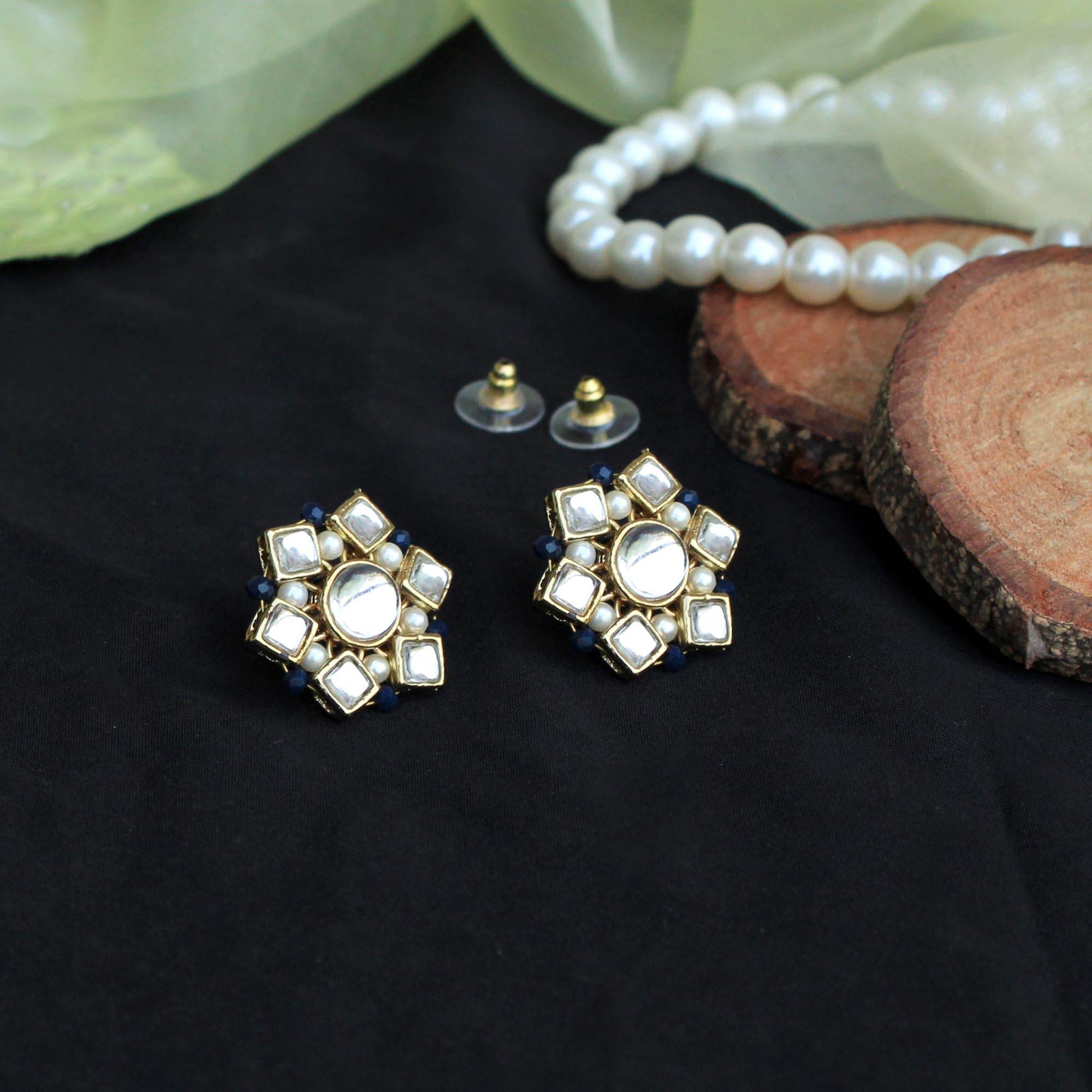 Kundan choker set in gold-tone with matching earrings and long bridal necklace, perfect for wedding functions , festive and bridal wear