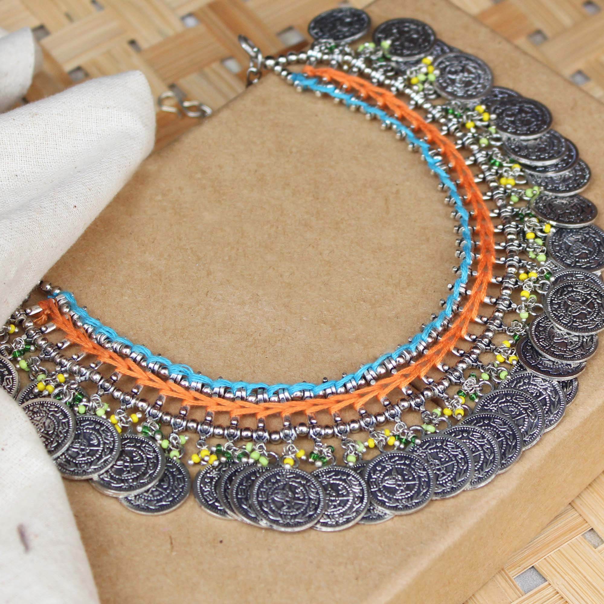 Oxidized necklaces with matching earrings perfect for dandia night designer navratri jewelry colorful necklaces