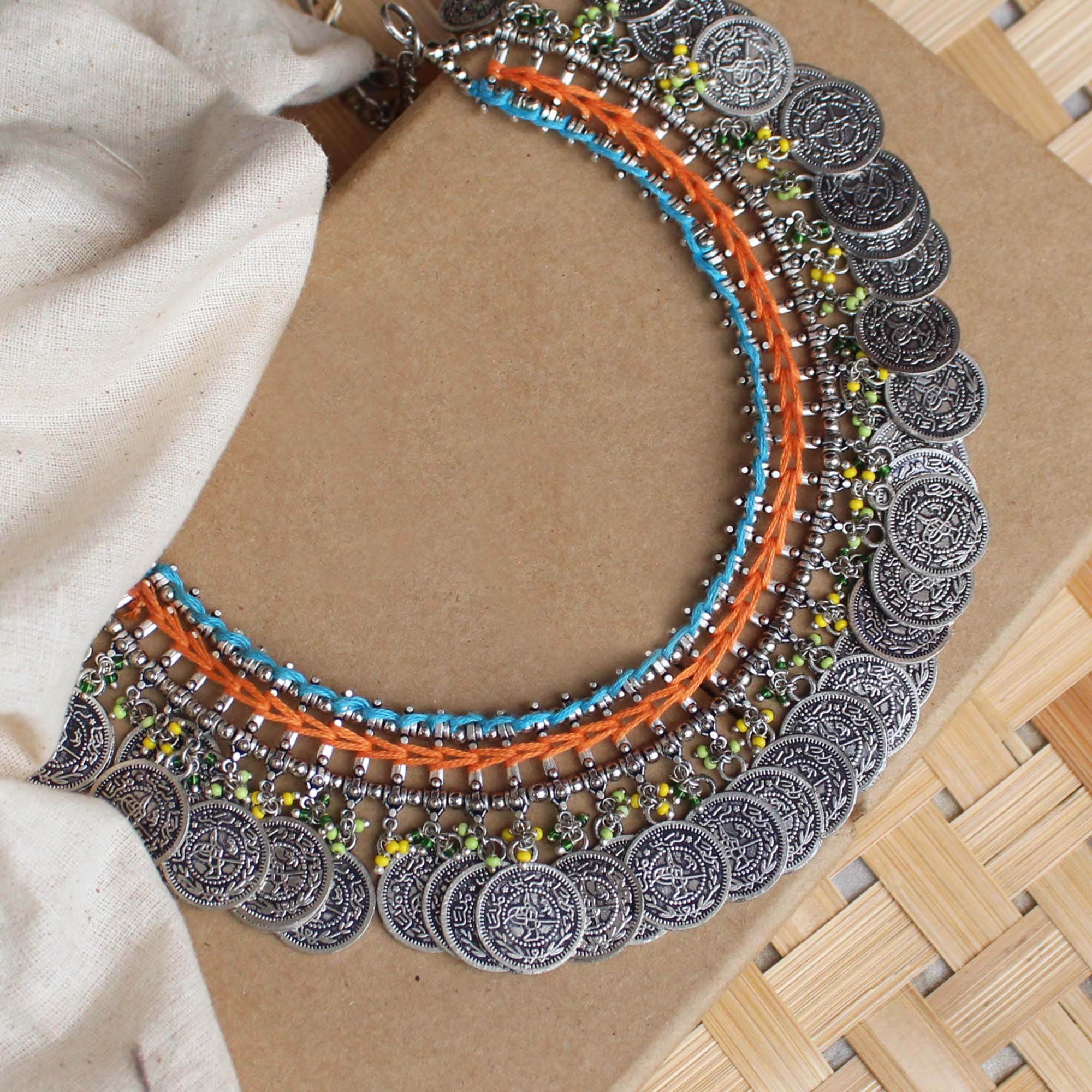 Oxidized necklaces with matching earrings perfect for dandia night designer navratri jewelry colorful necklaces