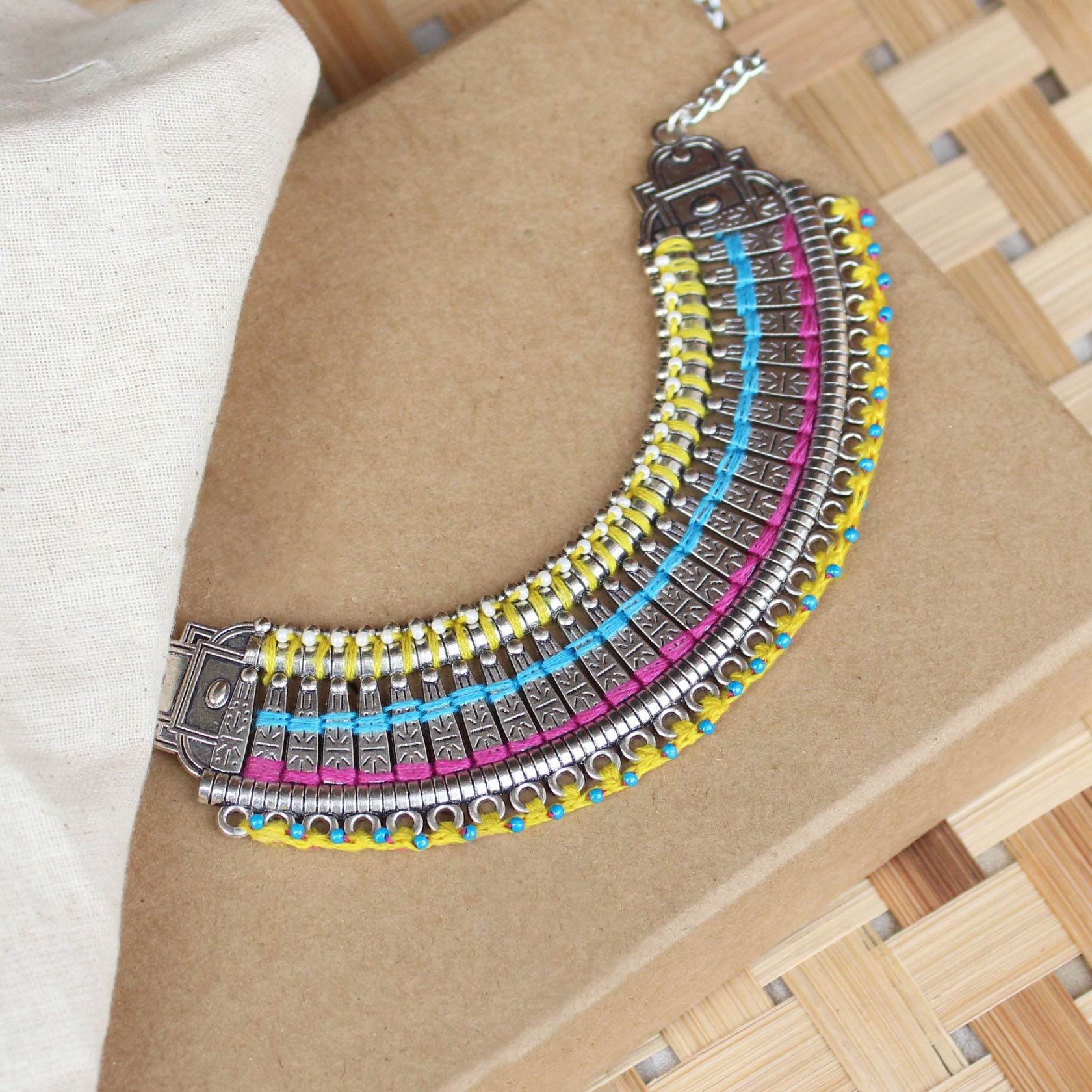 Oxidized necklaces with matching earrings perfect for dandia night designer navratri jewelry colorful necklaces