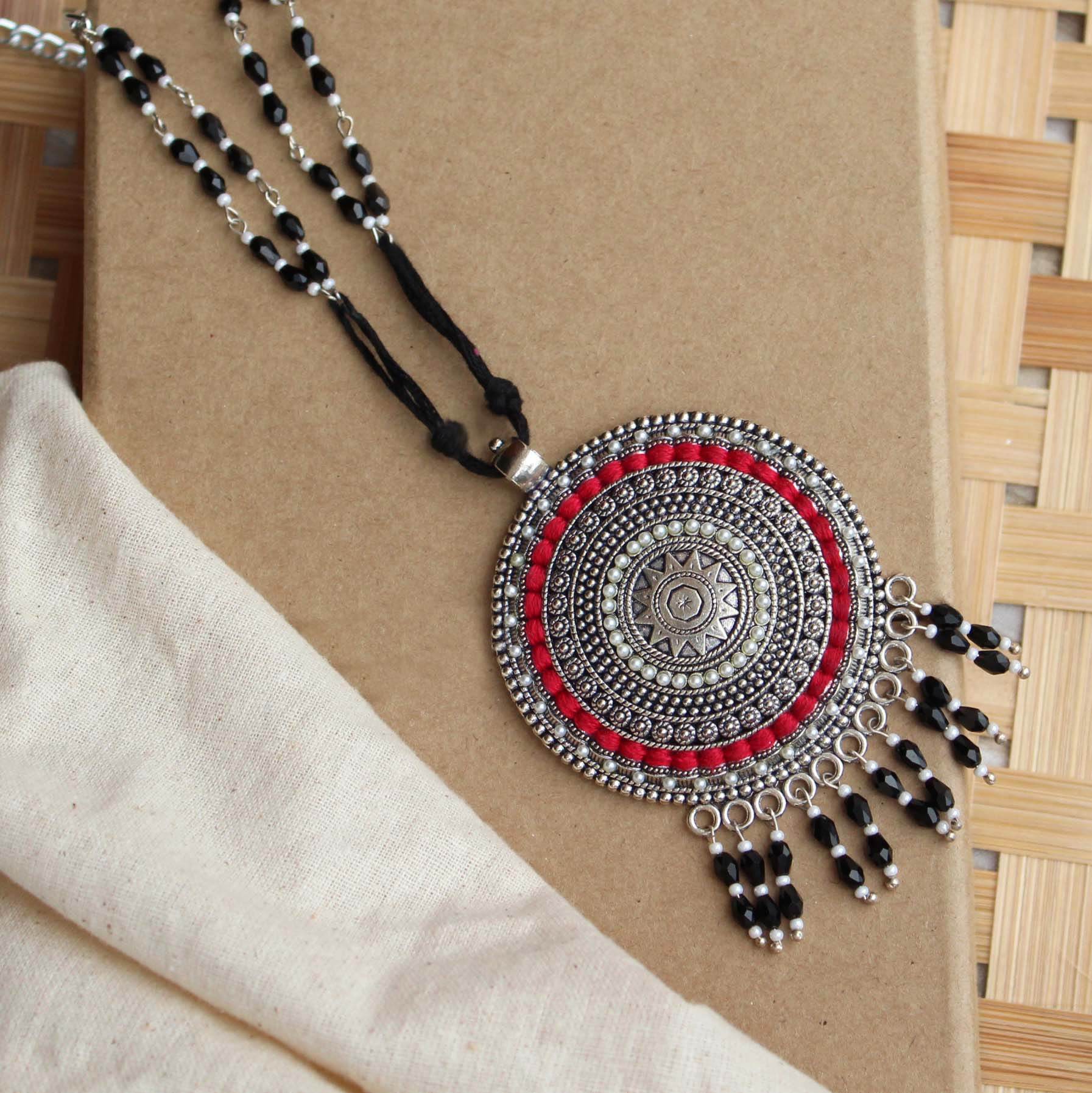 Oxidized necklaces with matching earrings perfect for dandia night designer navratri jewelry colorful necklaces