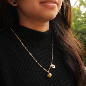 Golden Ball And Initial Personalised Necklace - BeAbhika.com