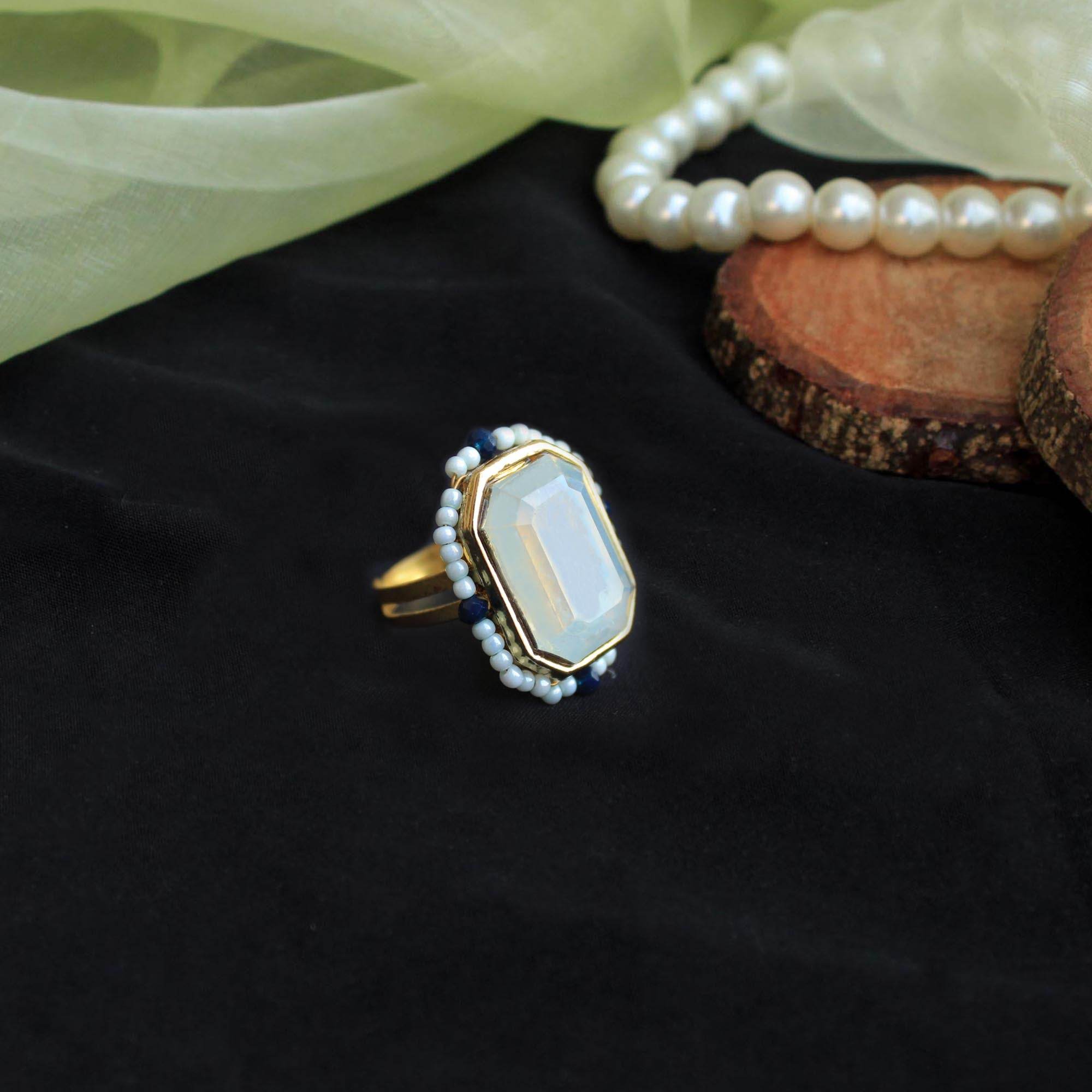 Sky Blue Crystal Ring - BeAbhika.com