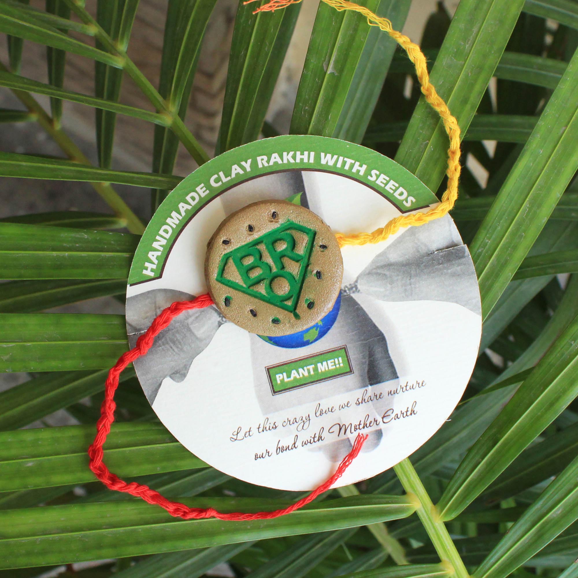 Super Bro Grow Green Clay Rakhi