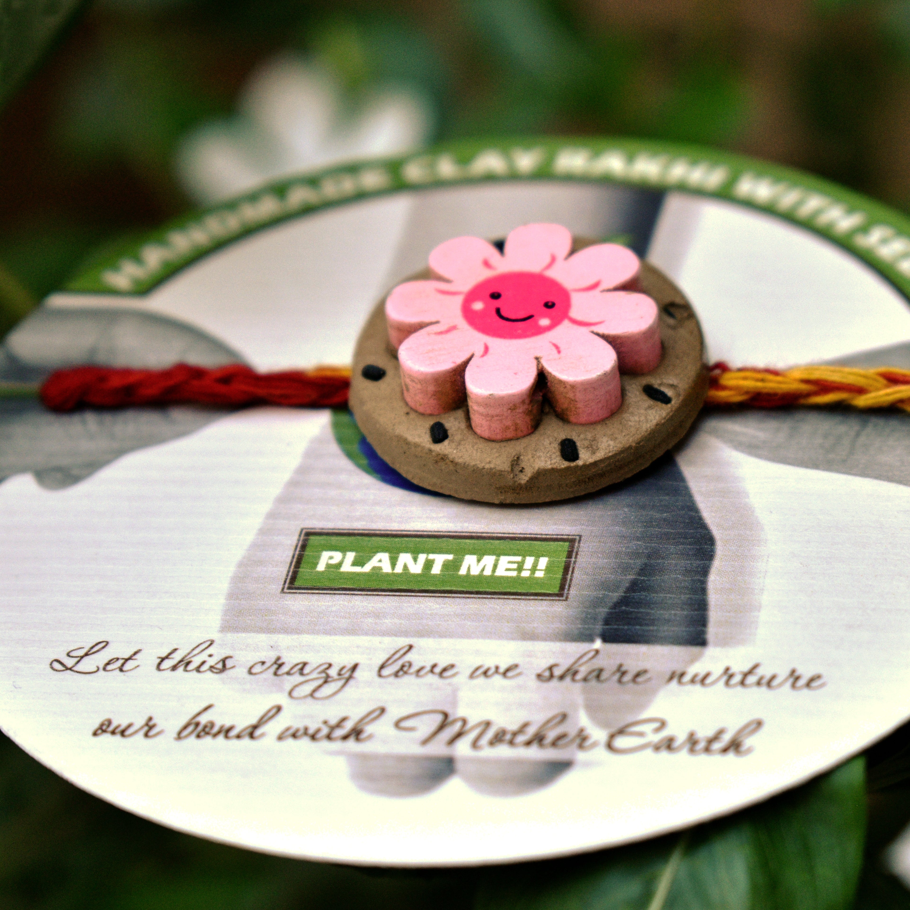 Smiling Flower Kids Grow Green Clay Rakhi