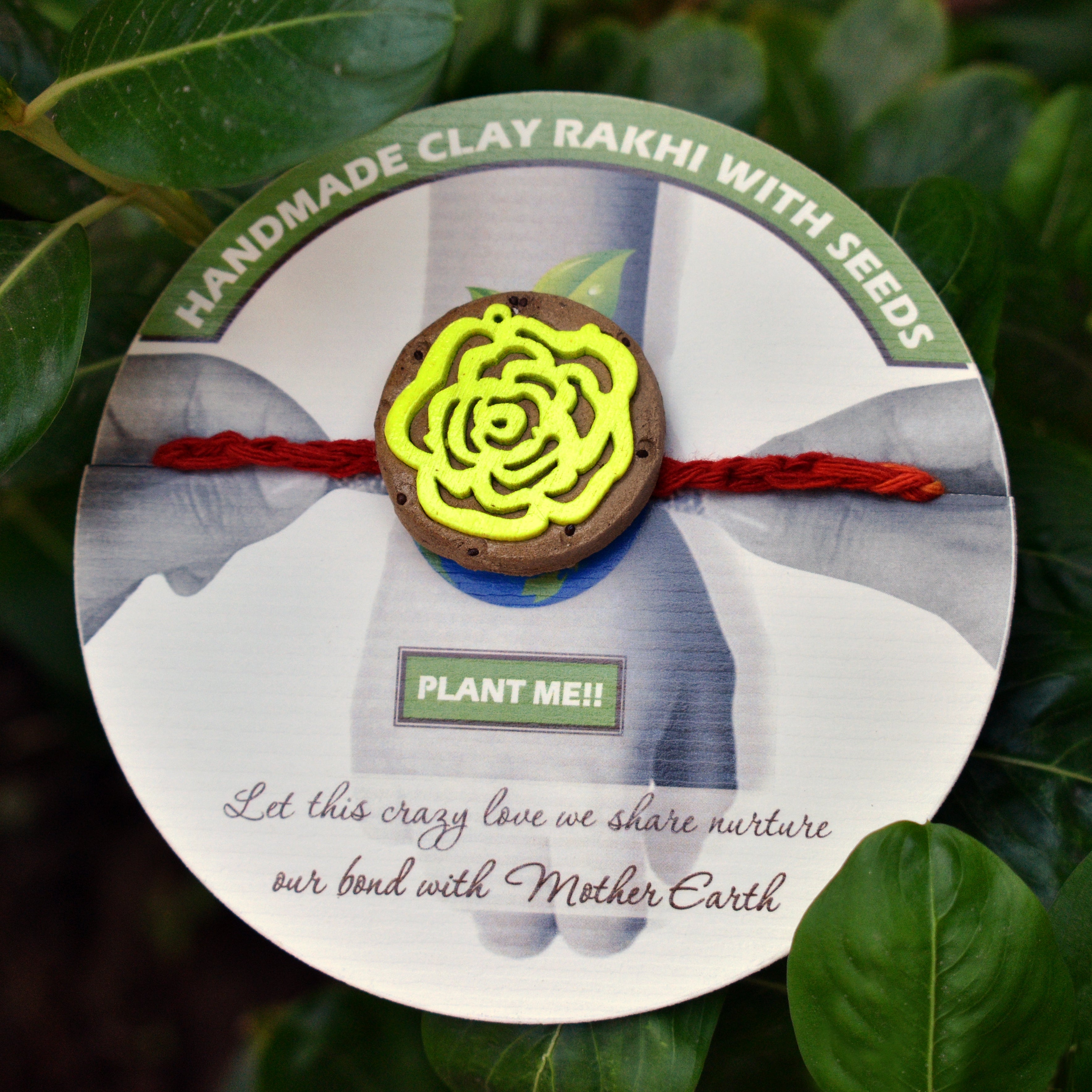 Colorful Rose Kids Grow Green Clay Rakhi