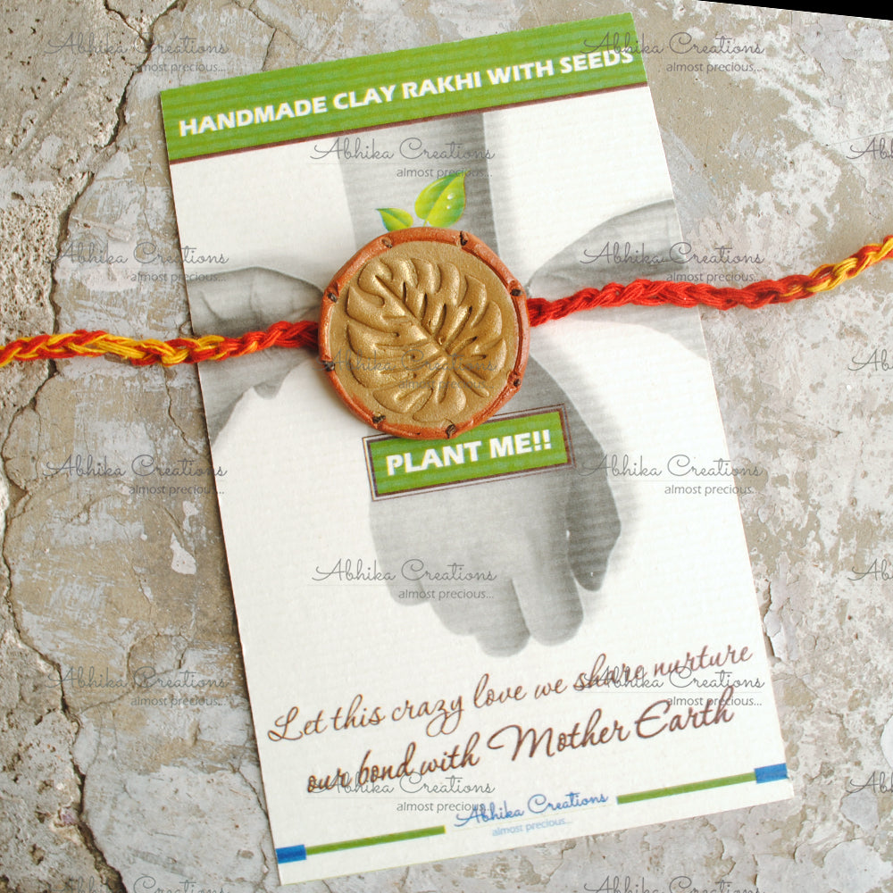 Goodluck Leaf Clay Rakhi - "The Abstract Nature Collection"