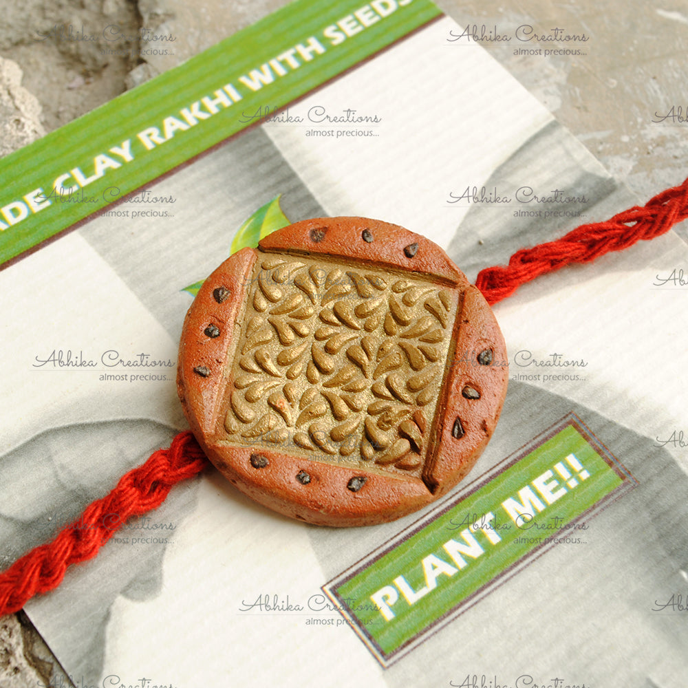 Frozen Droplets Grow Green Clay Rakhi "The Abstract Nature Collection"