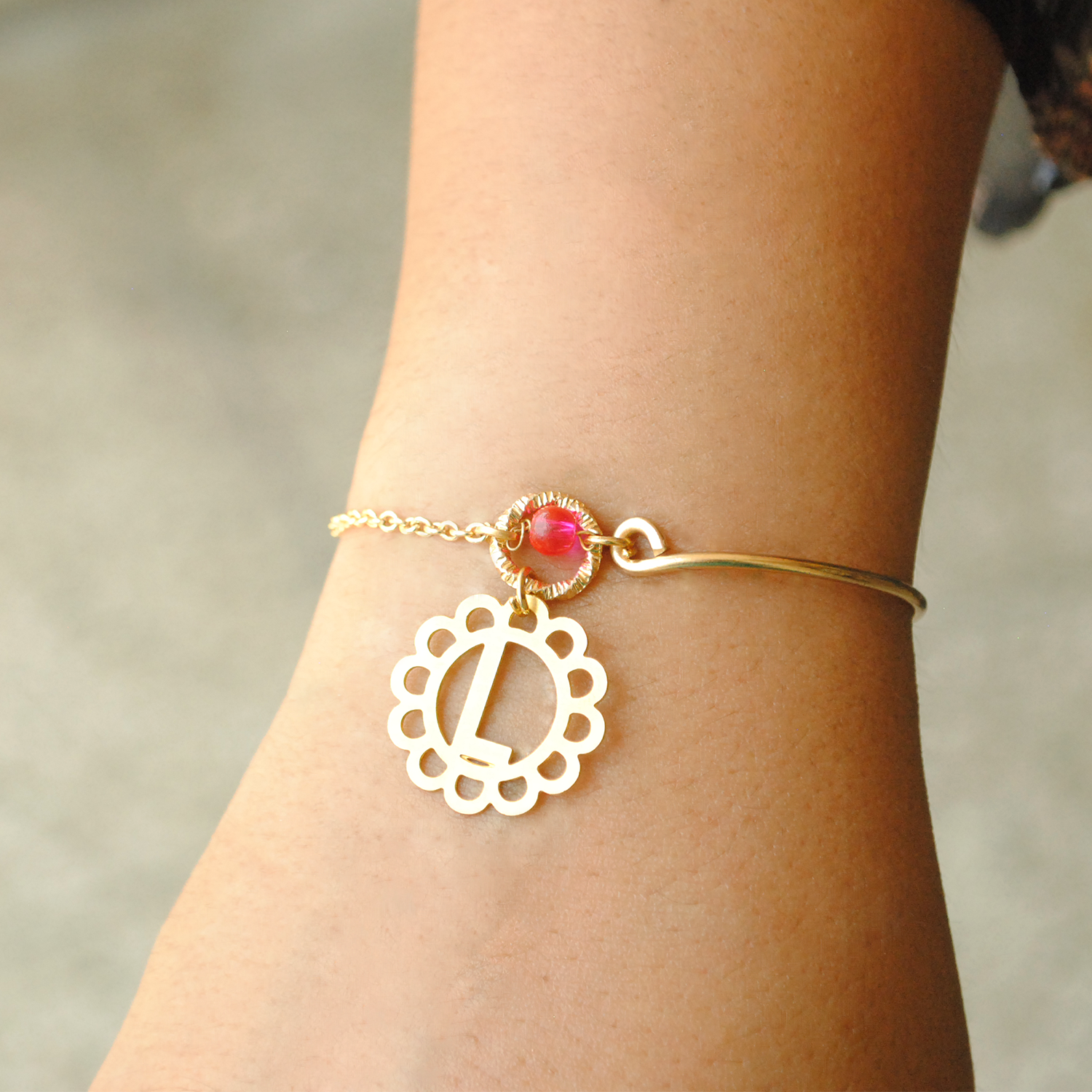 Personalised Initial Pink Tassel Bhabhi Rakhi