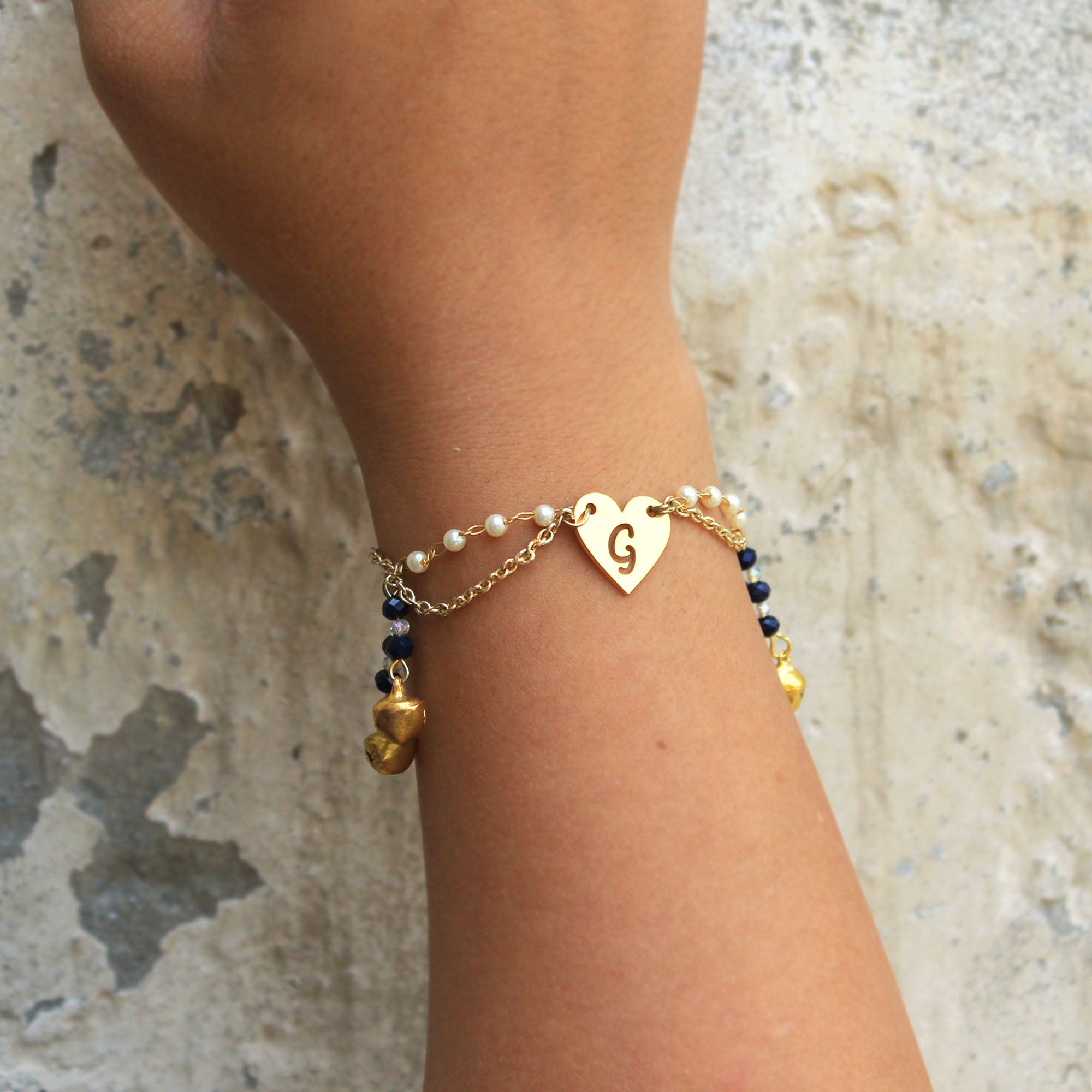 BeAbhika Designer White Pearl Blue Beads Unique Bhabhi Lumba Bracelet Sister Rakhi Send Rakhi To Brother Bhabhi Beads CustomiSend Bhabhi Heart Initial Lumba For Sister In Law Send Rakhi In India Available At Best Price COD Available Express Quick Shipping PersonaliSend Name Letter Bhabhi Rakhi