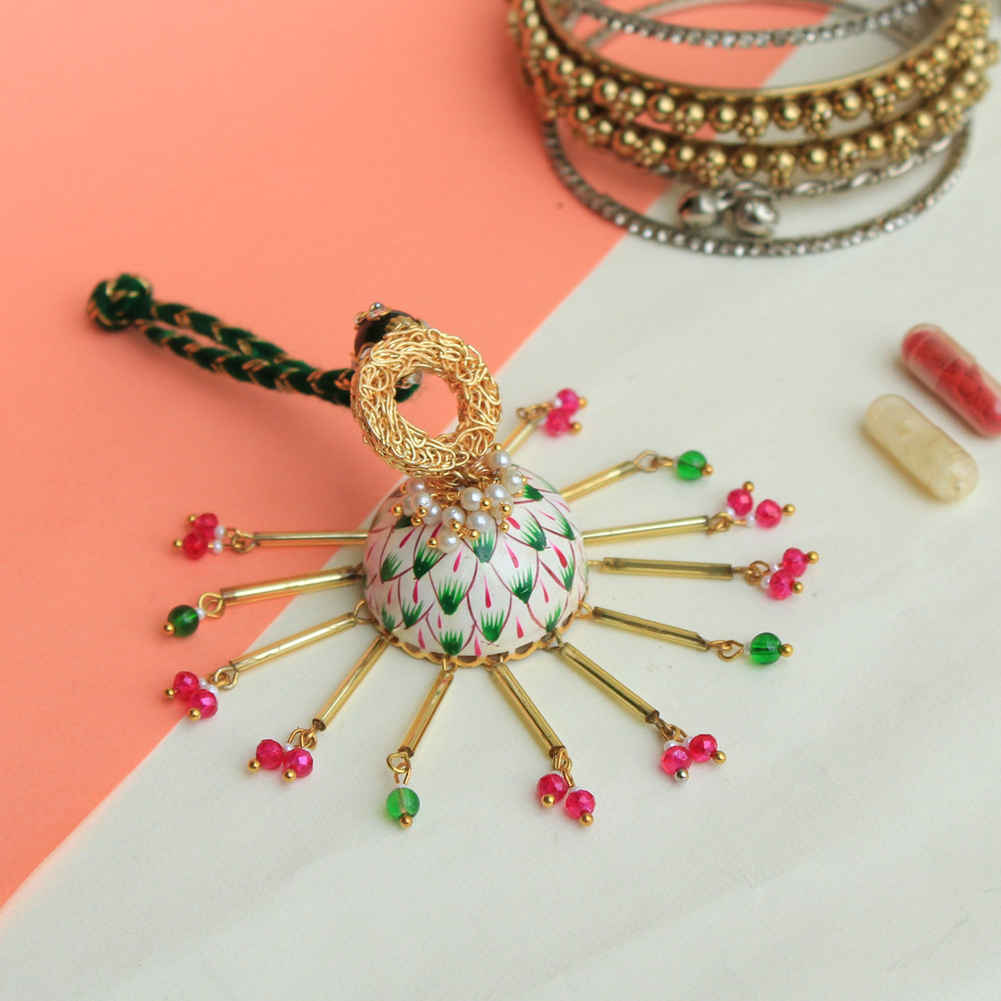 Beabhika Gold Tone Bhabhi Lumba Available In India Online Best Price COD Express Shipping Send Rakhi Online To Bhai Abroad