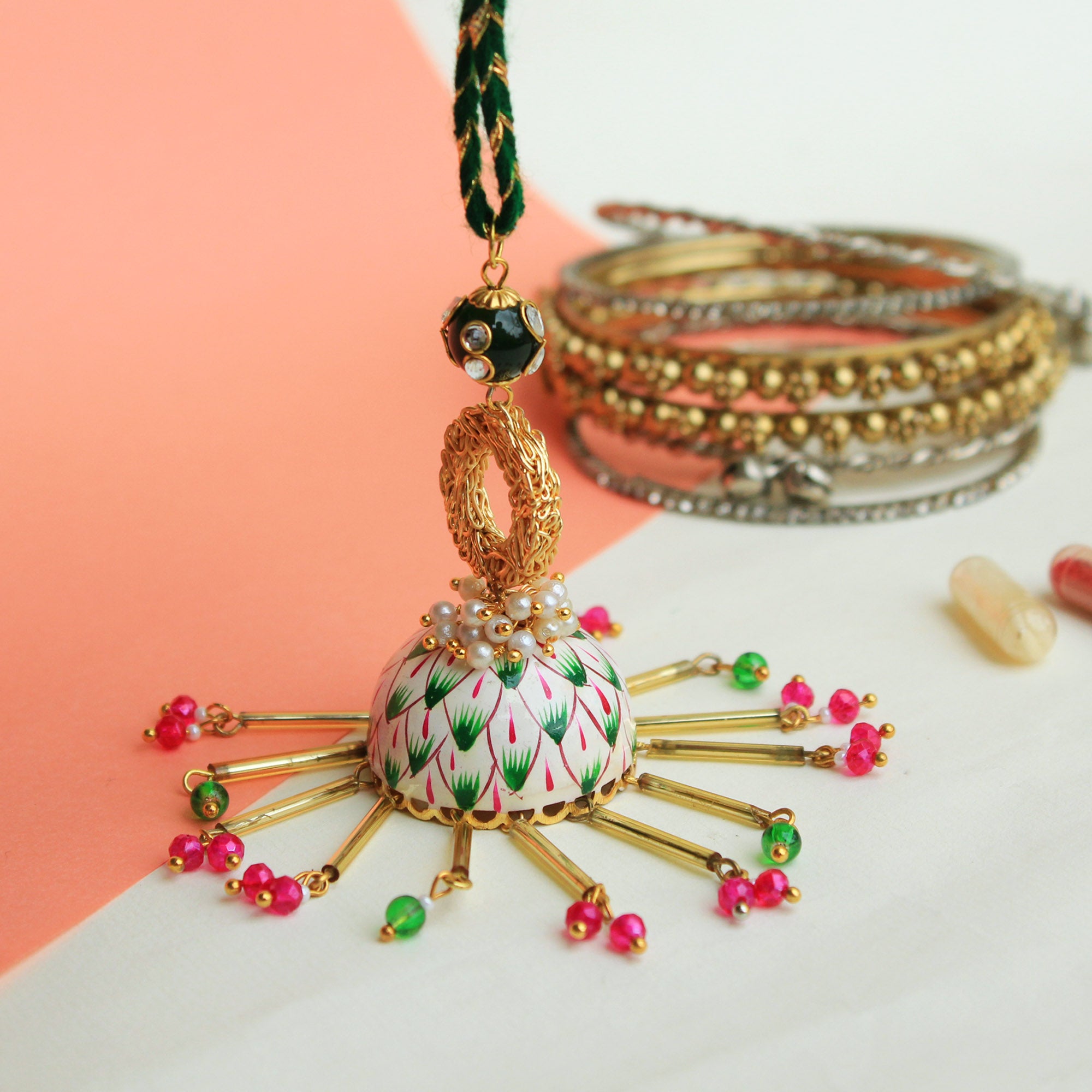 Beabhika Gold Tone Bhabhi Lumba Available In India Online Best Price COD Express Shipping Send Rakhi Online To Bhai Abroad