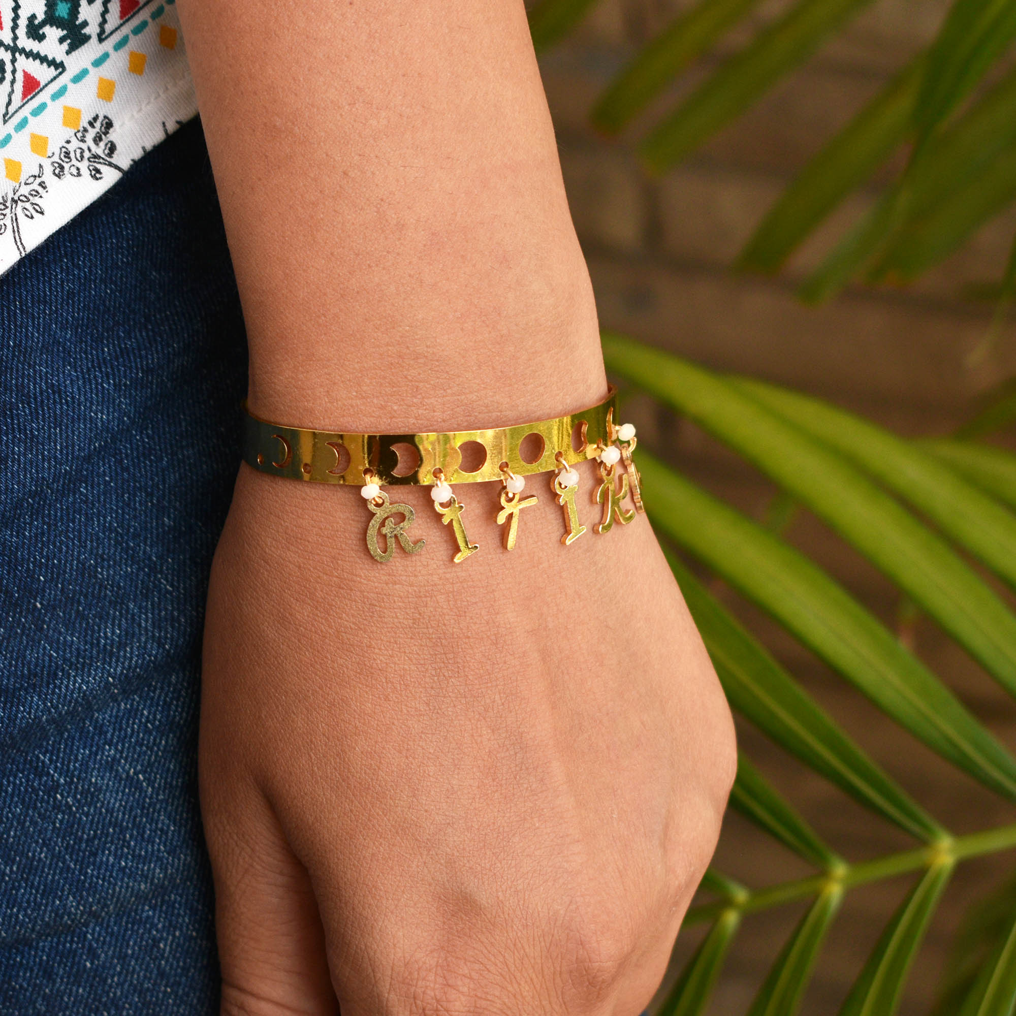 Personalized Name Phases Of Moon Bracelet
