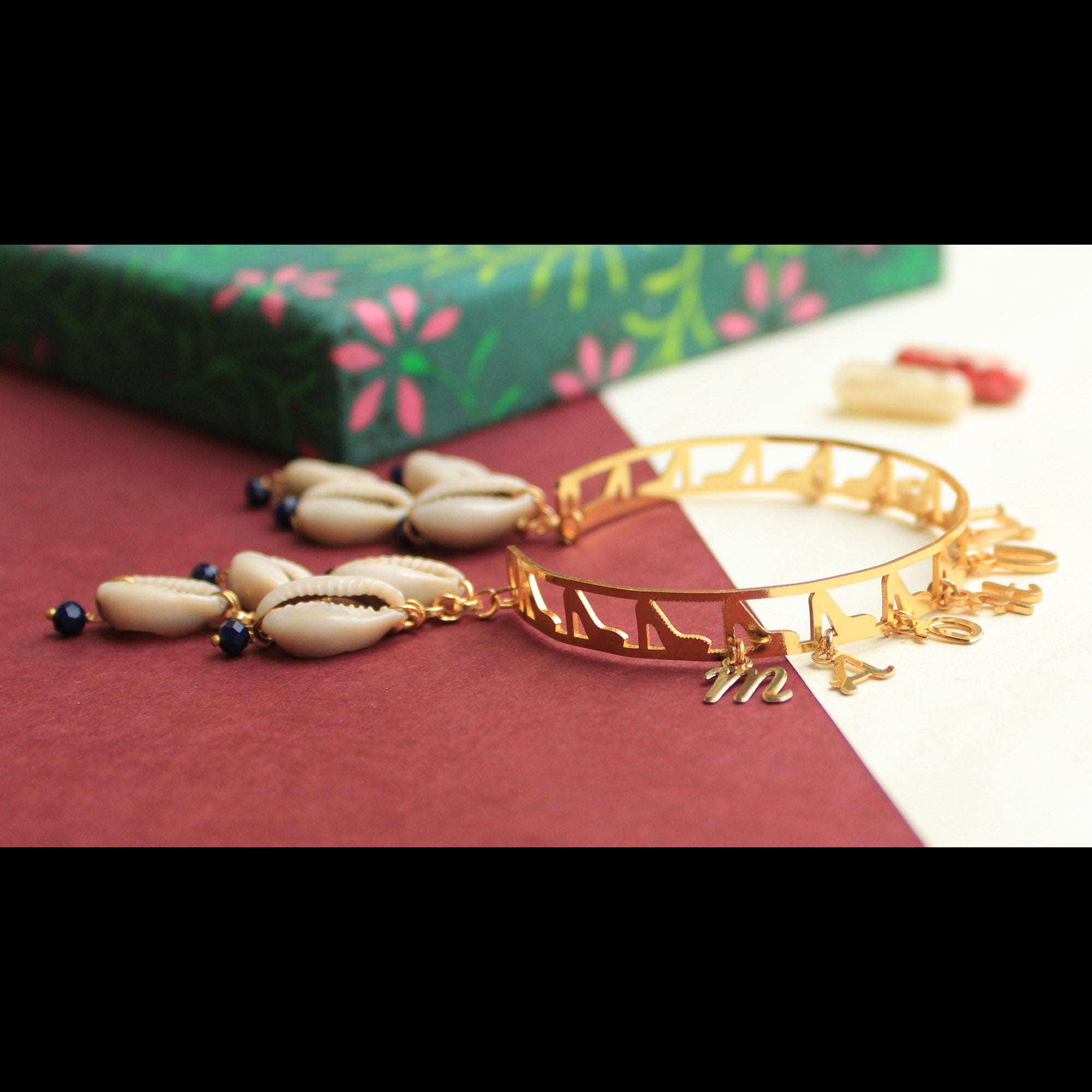 BeAbhika Gold Tone Adjustable Bracelet CustomiSend Name Lumba For Bhabhi Designer Unique PersonaliSend Name Sister In Law Rakhi Lumba Available In India Best Price Send Rakhi To Brother COD Available Express Shipping