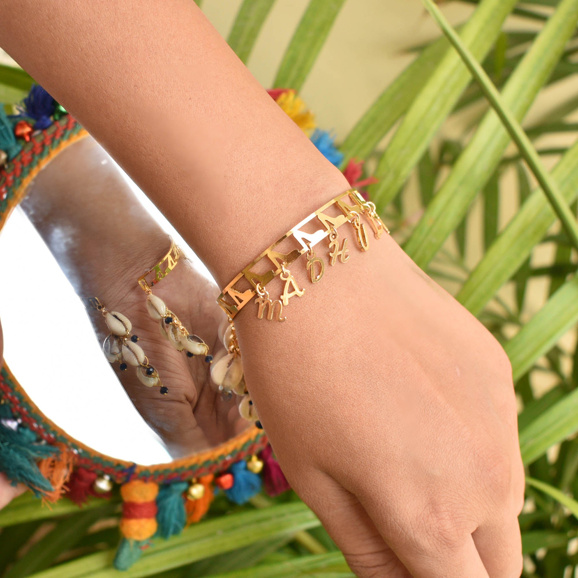 BeAbhika Gold Tone Adjustable Bracelet CustomiSend Name Lumba For Bhabhi Designer Unique PersonaliSend Name Sister In Law Rakhi Lumba Available In India Best Price Send Rakhi To Brother COD Available Express Shipping