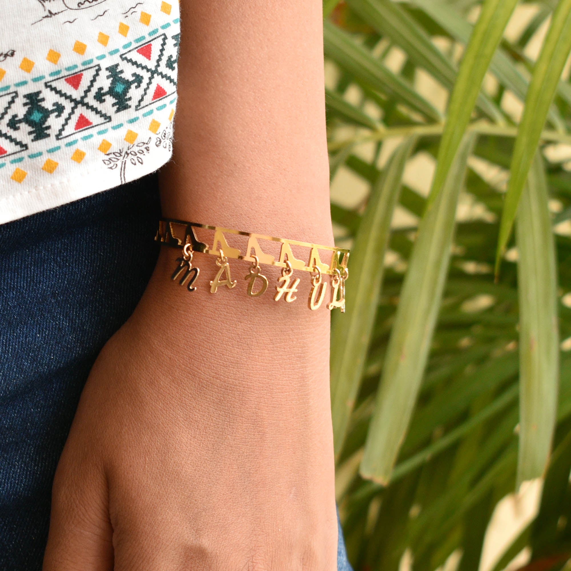 BeAbhika Gold Tone Adjustable Bracelet CustomiSend Name Lumba For Bhabhi Designer Unique PersonaliSend Name Sister In Law Rakhi Lumba Available In India Best Price Send Rakhi To Brother COD Available Express Shipping