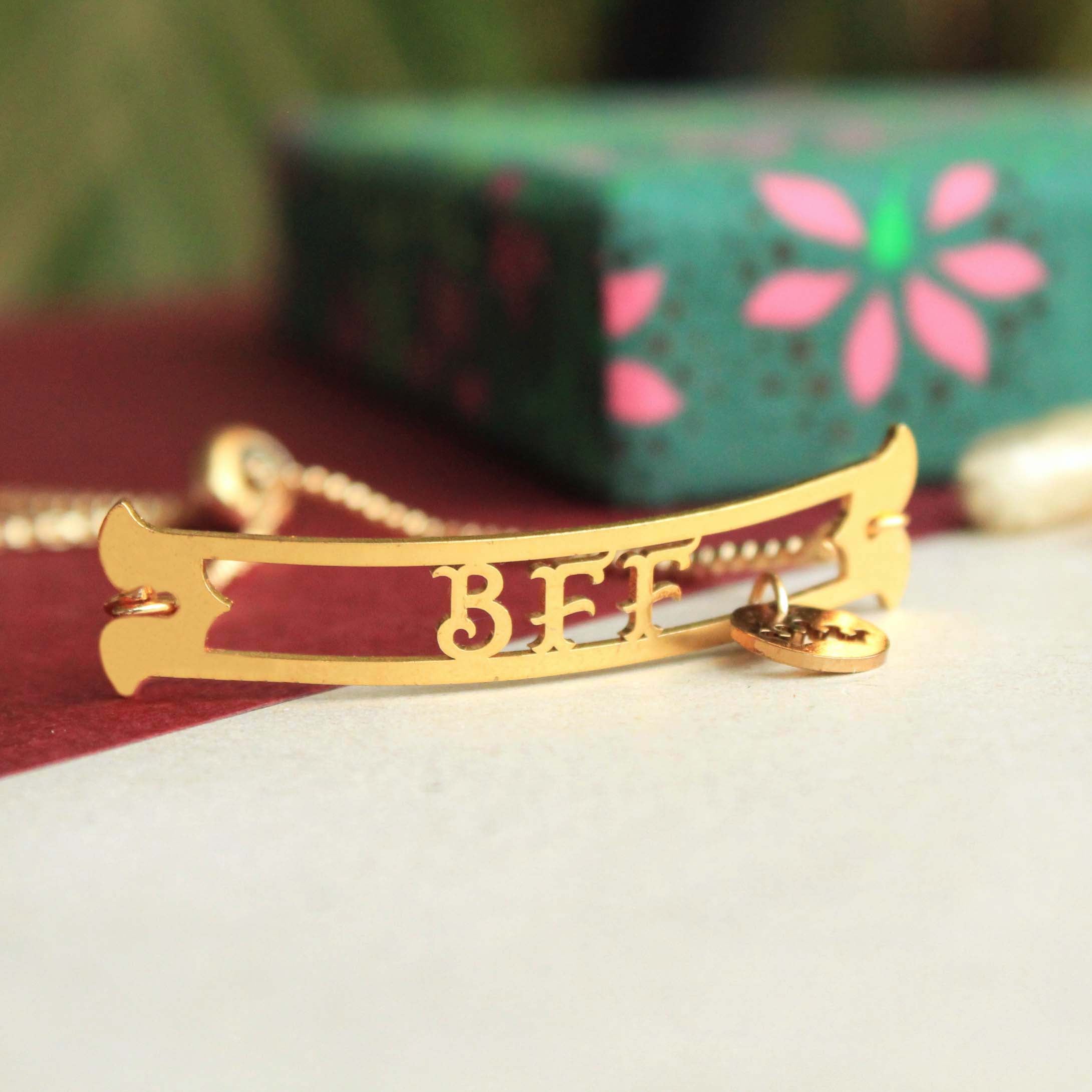 BeAbhika Gold Tone Bracelet Lumba Adjsutable Bhabhi Lumba Designer Unique Sister In Law Rakhi Available In India Best Price Send Rakhi To Brother Online COD Express Shipping Sister Rakhi