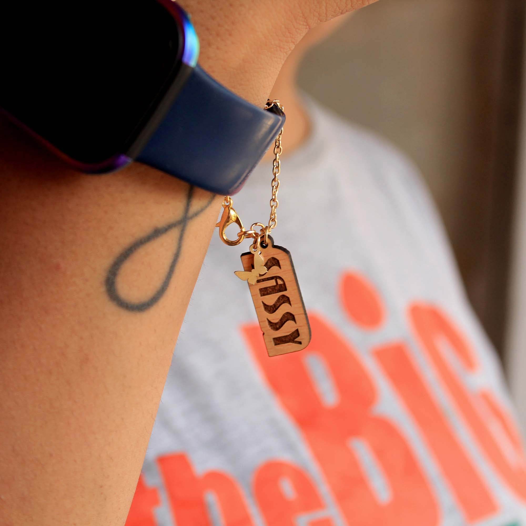 Sassy Wooden Engraved Watch Charm - BeAbhika.com