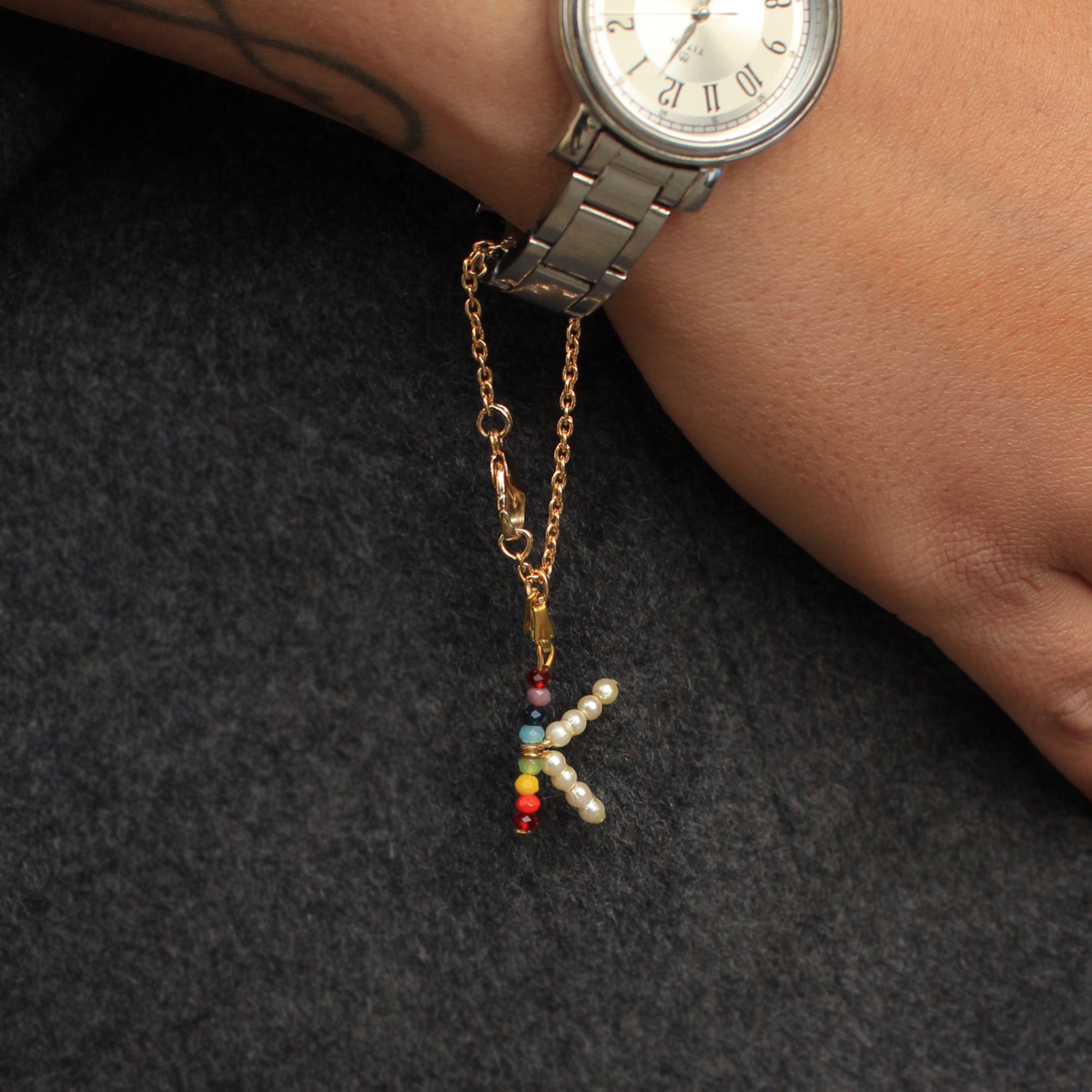 colorful glass beads stainless watch charms