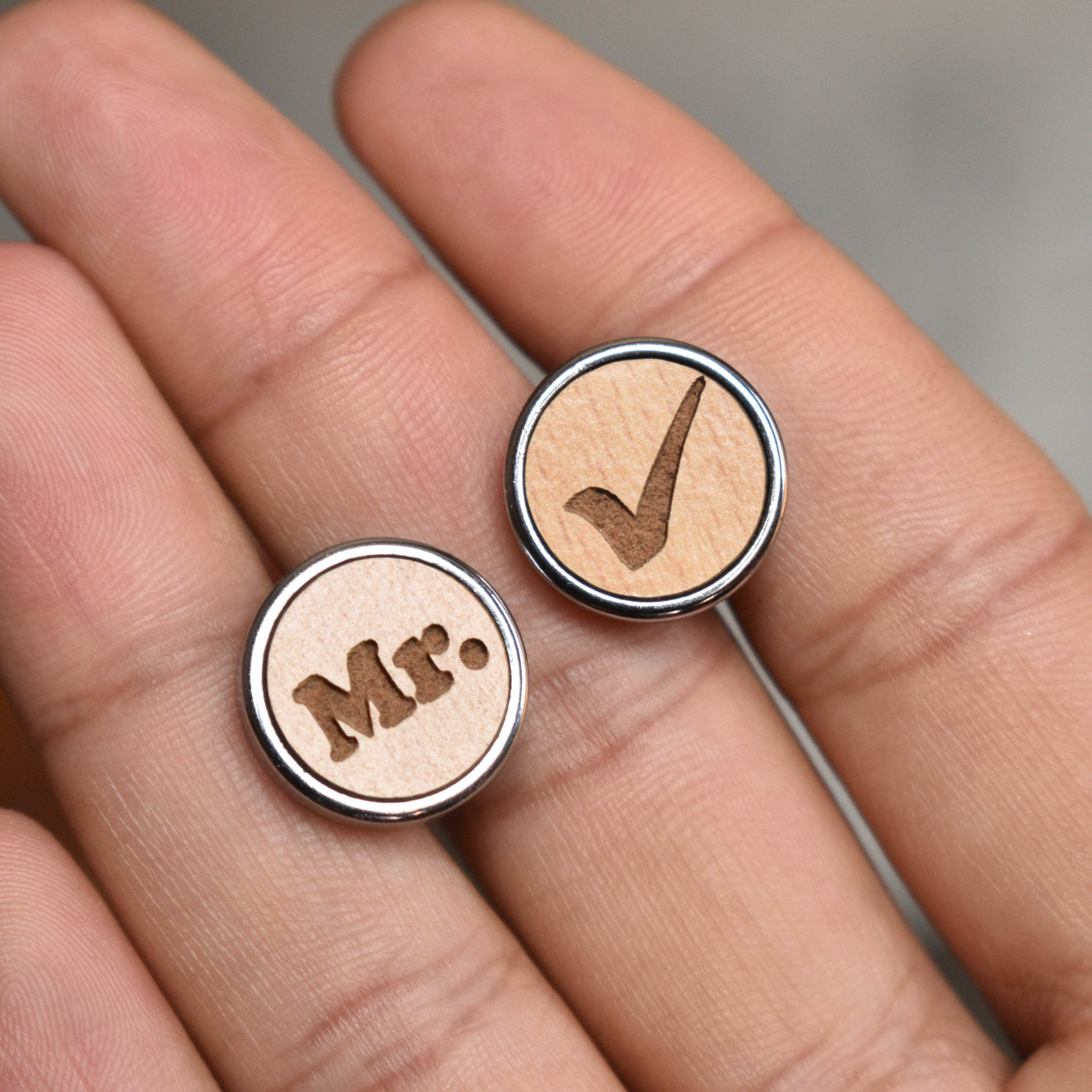 Mr Right Wooden Quirky Chrome Cufflinks - BeAbhika.com