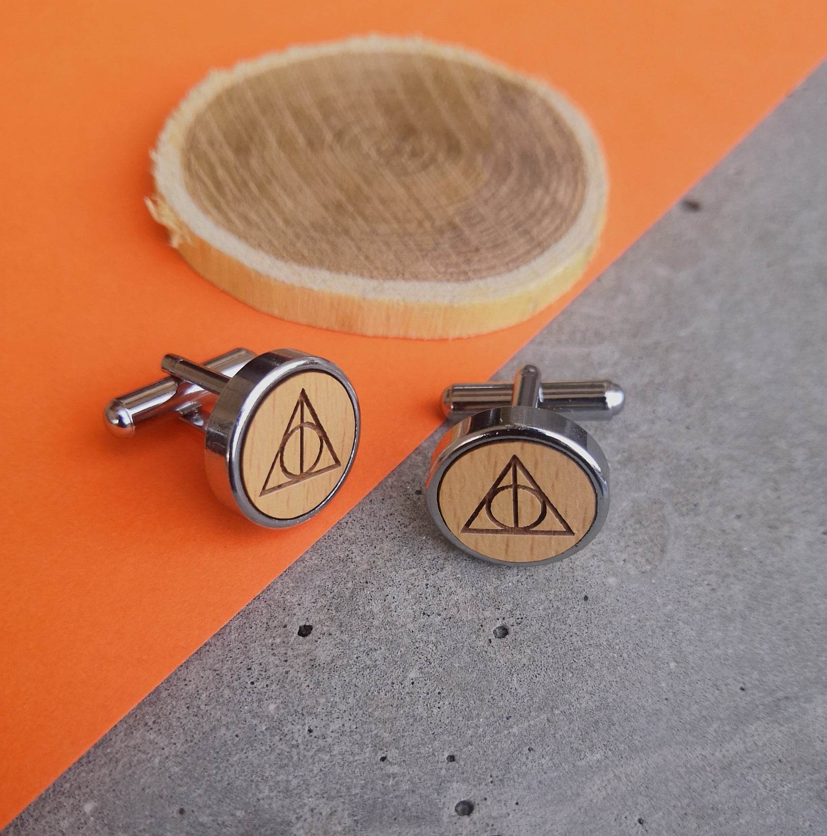 Men's Wooden Triangle Chrome Cufflinks - BeAbhika.com
