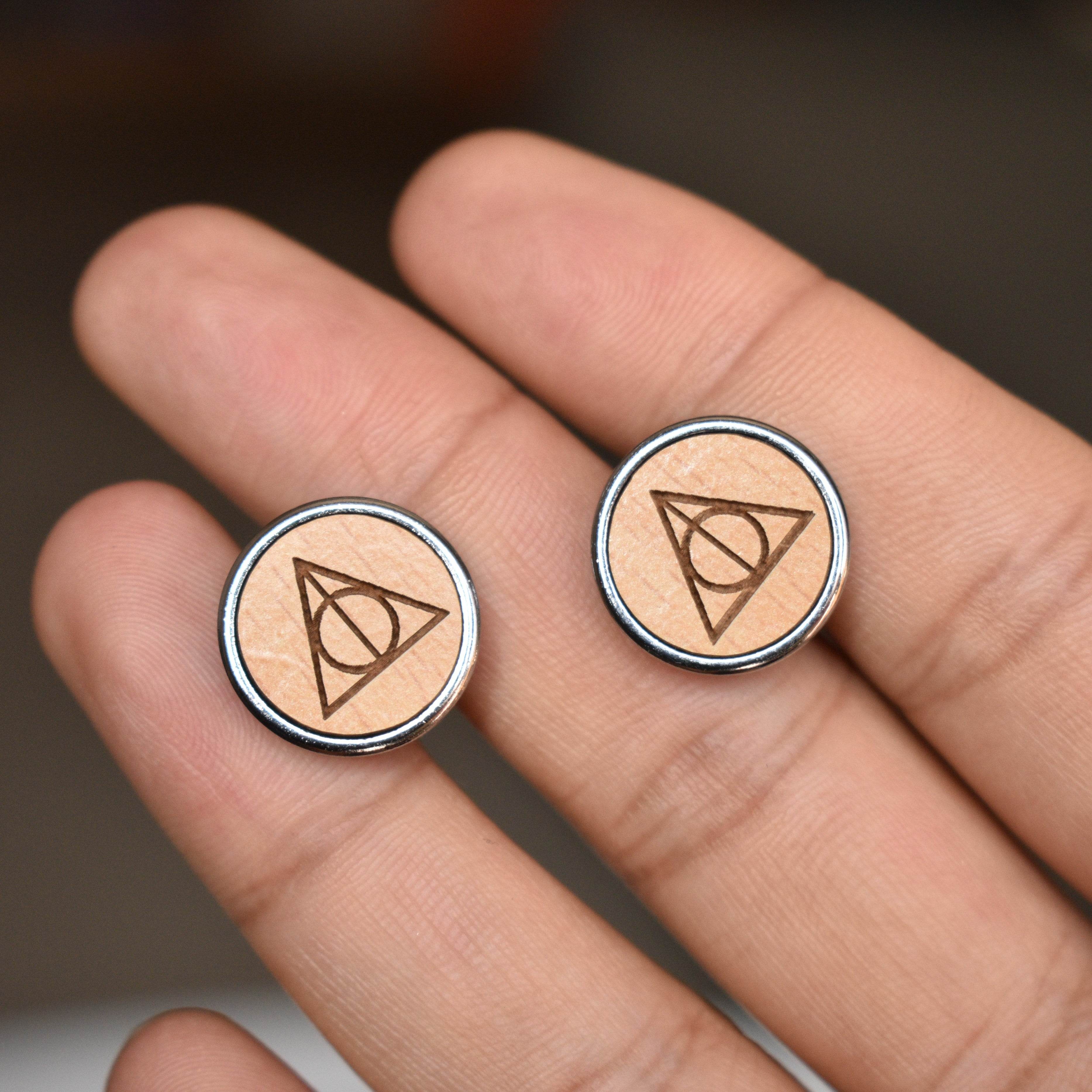 Men's Wooden Triangle Chrome Cufflinks - BeAbhika.com