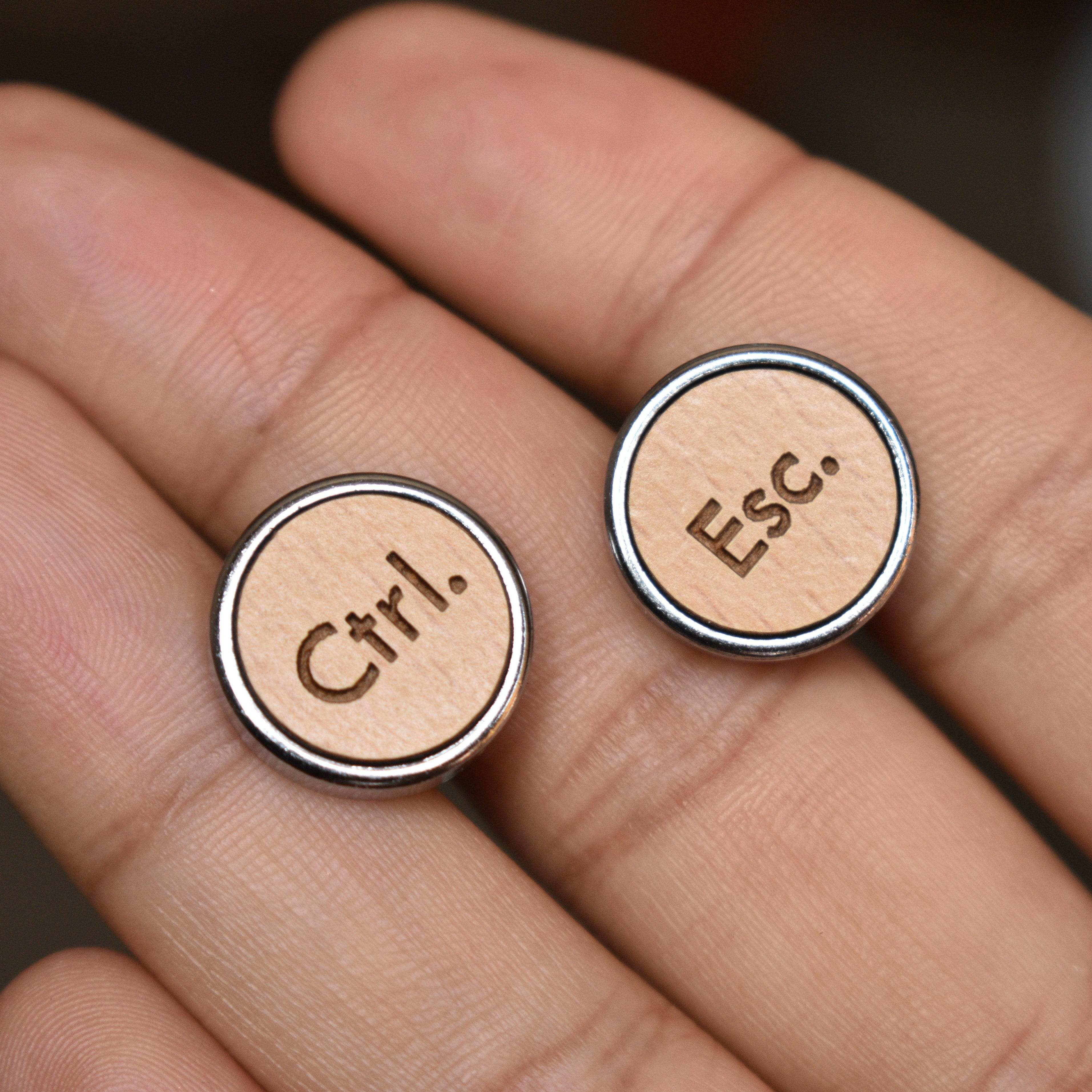 Men's Quirky Ctrl Esc Wooden Chrome Cufflinks - BeAbhika.com