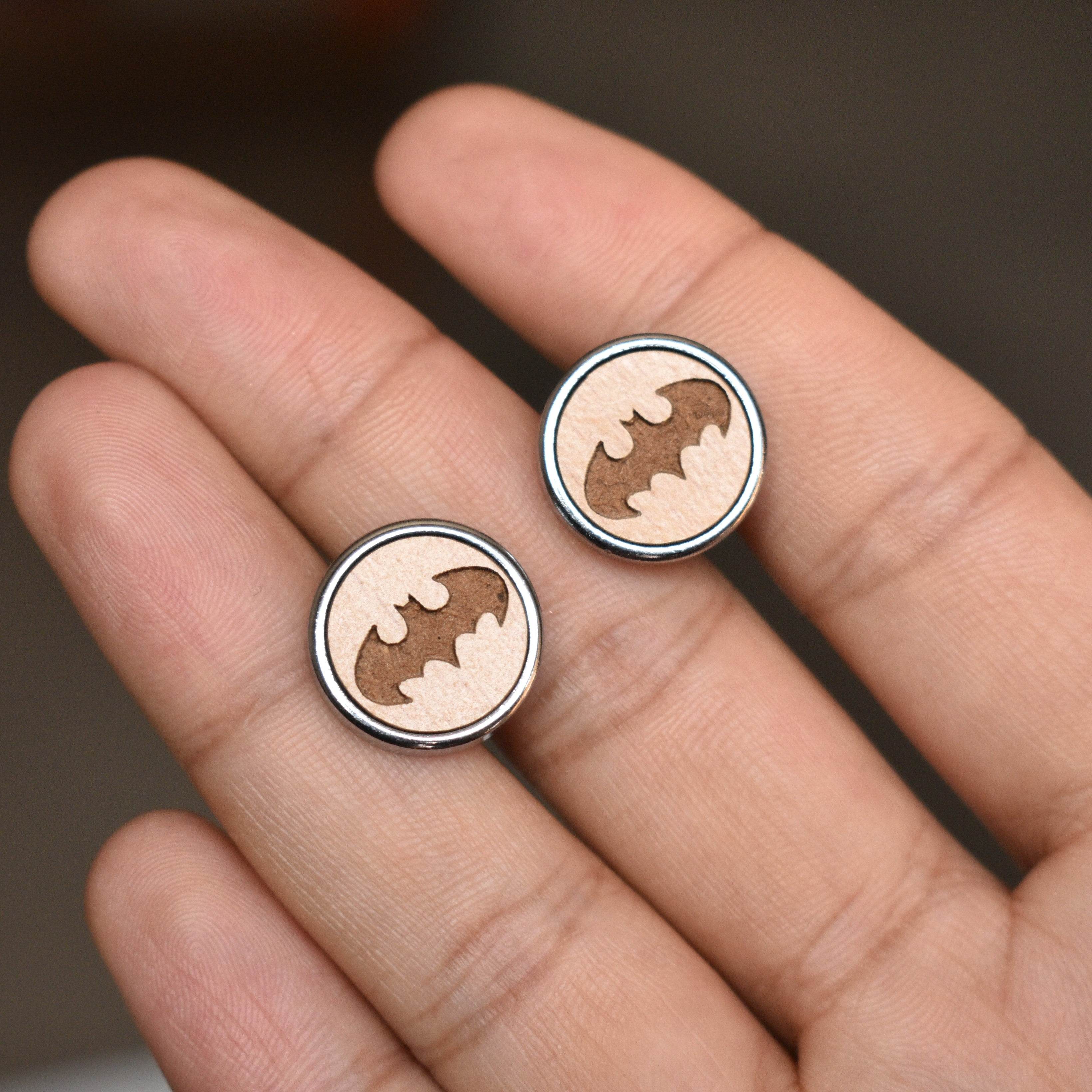 Men's Bat Quirky Wooden Chrome Cufflinks - BeAbhika.com