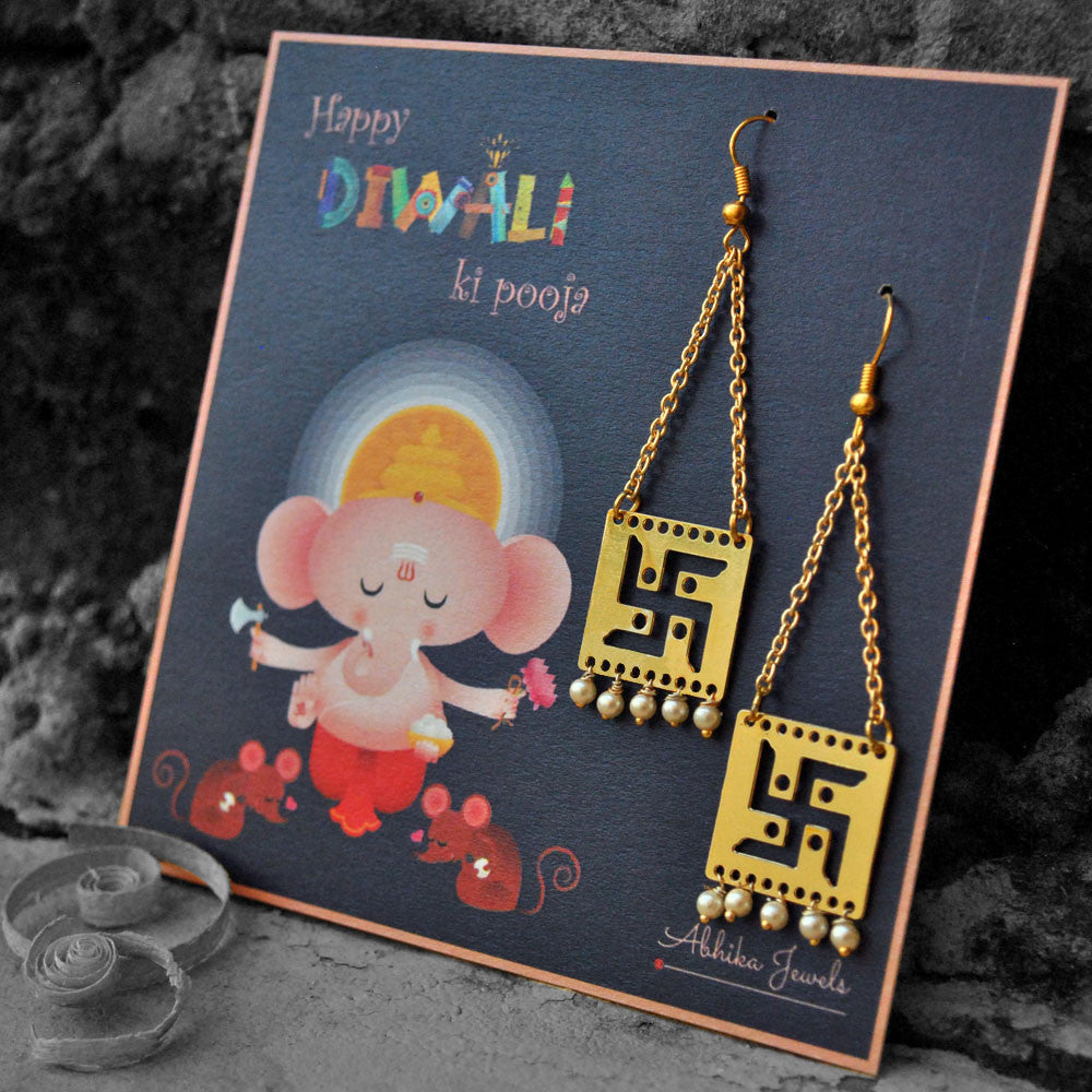Traditional Kundan earrings in gold-tone, perfect for weddings and festive wear