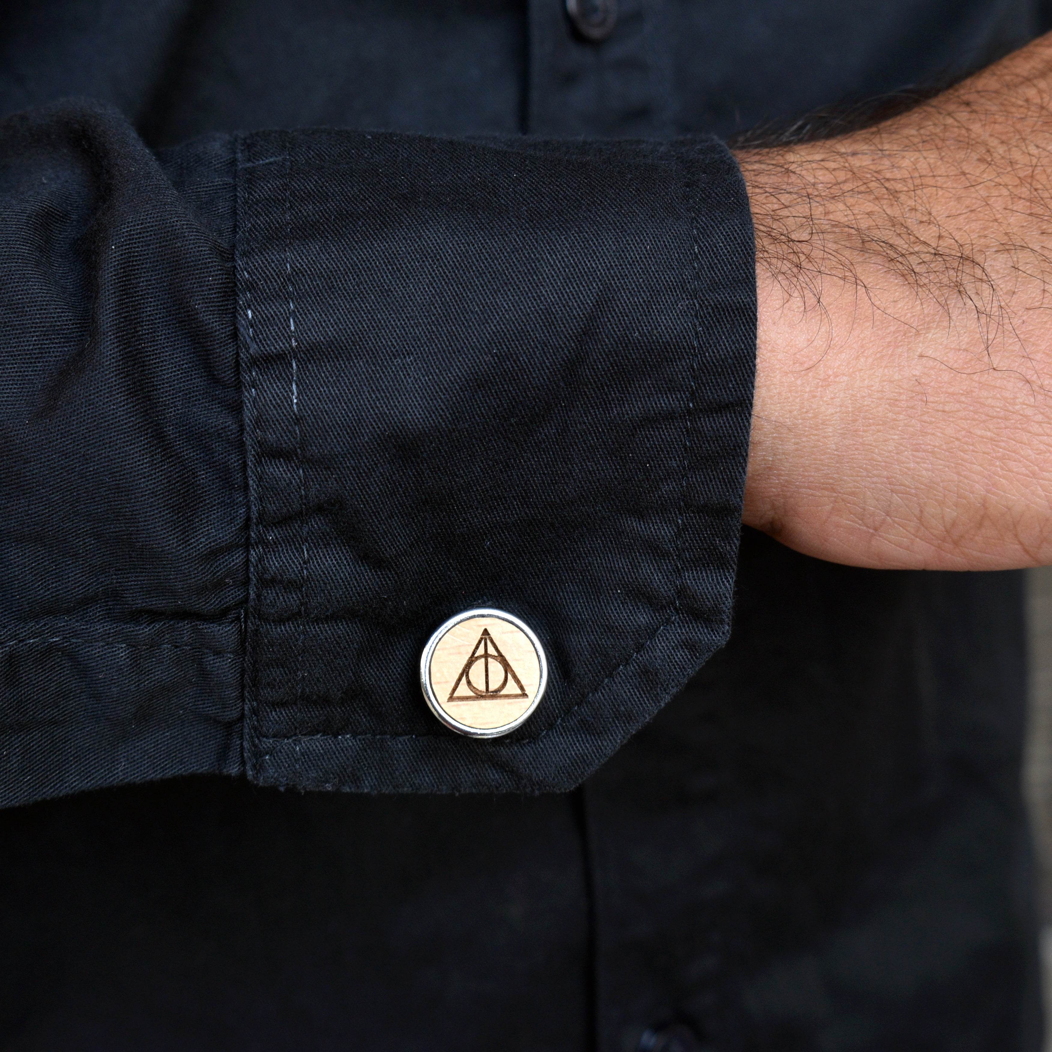 Men's Wooden Triangle Chrome Cufflinks - BeAbhika.com